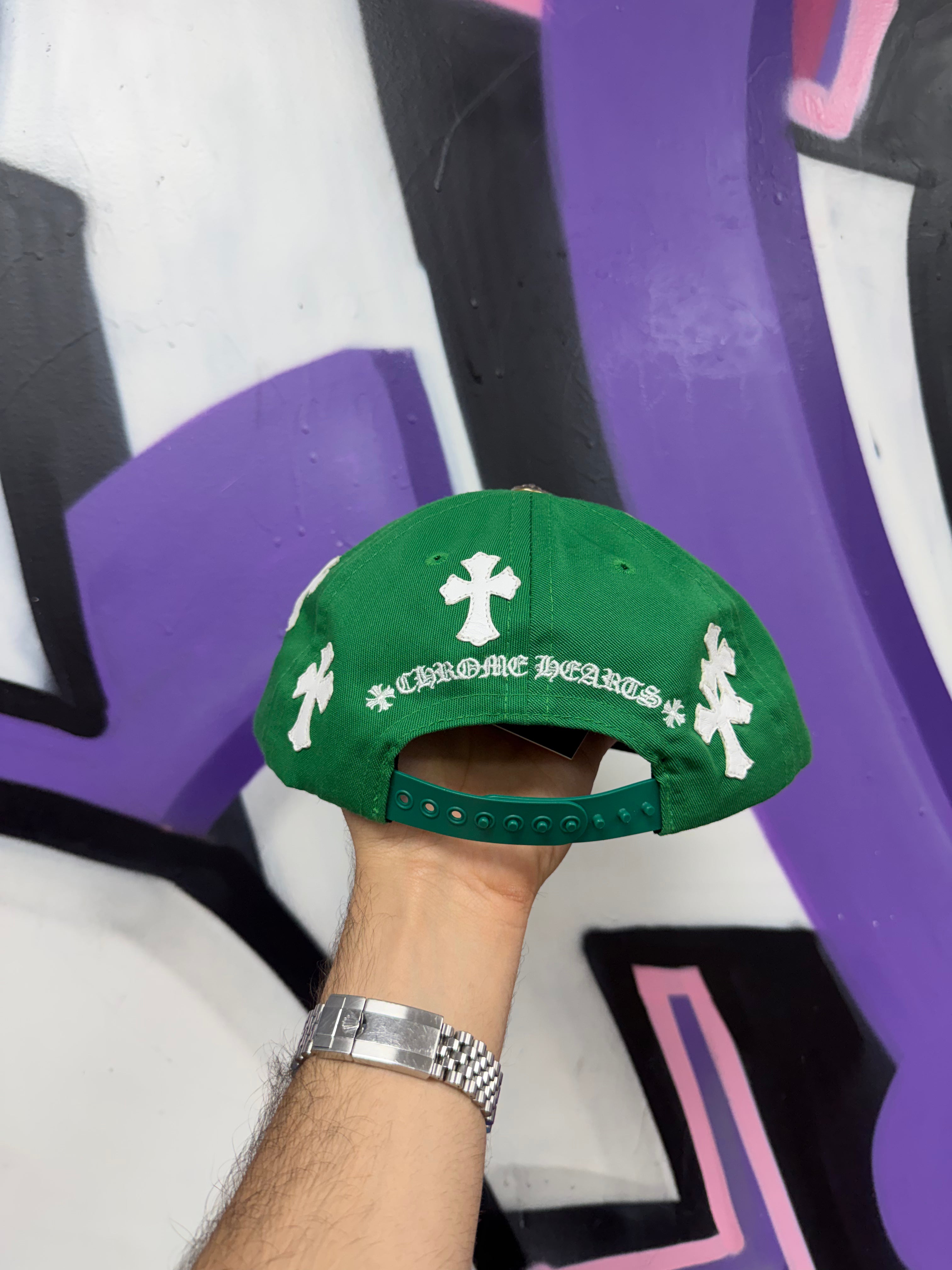Chrome Hearts Green White CH Baseball Trucker Hat