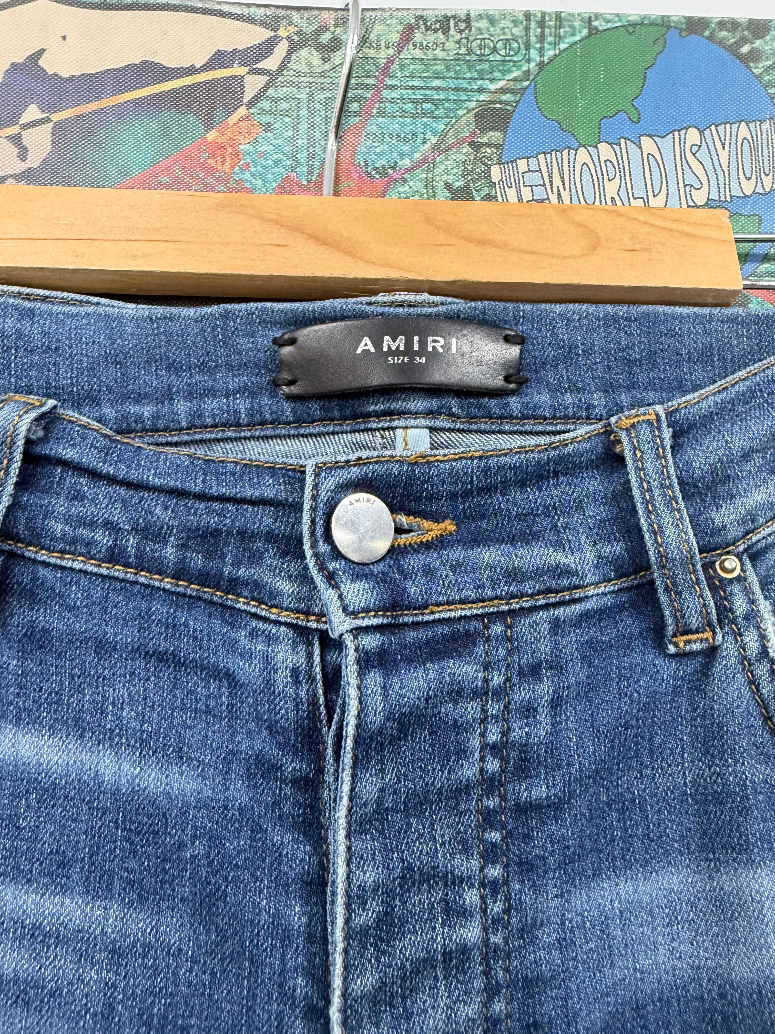 Amiri MX1 Deep Classic Black Suede Patch Jeans
