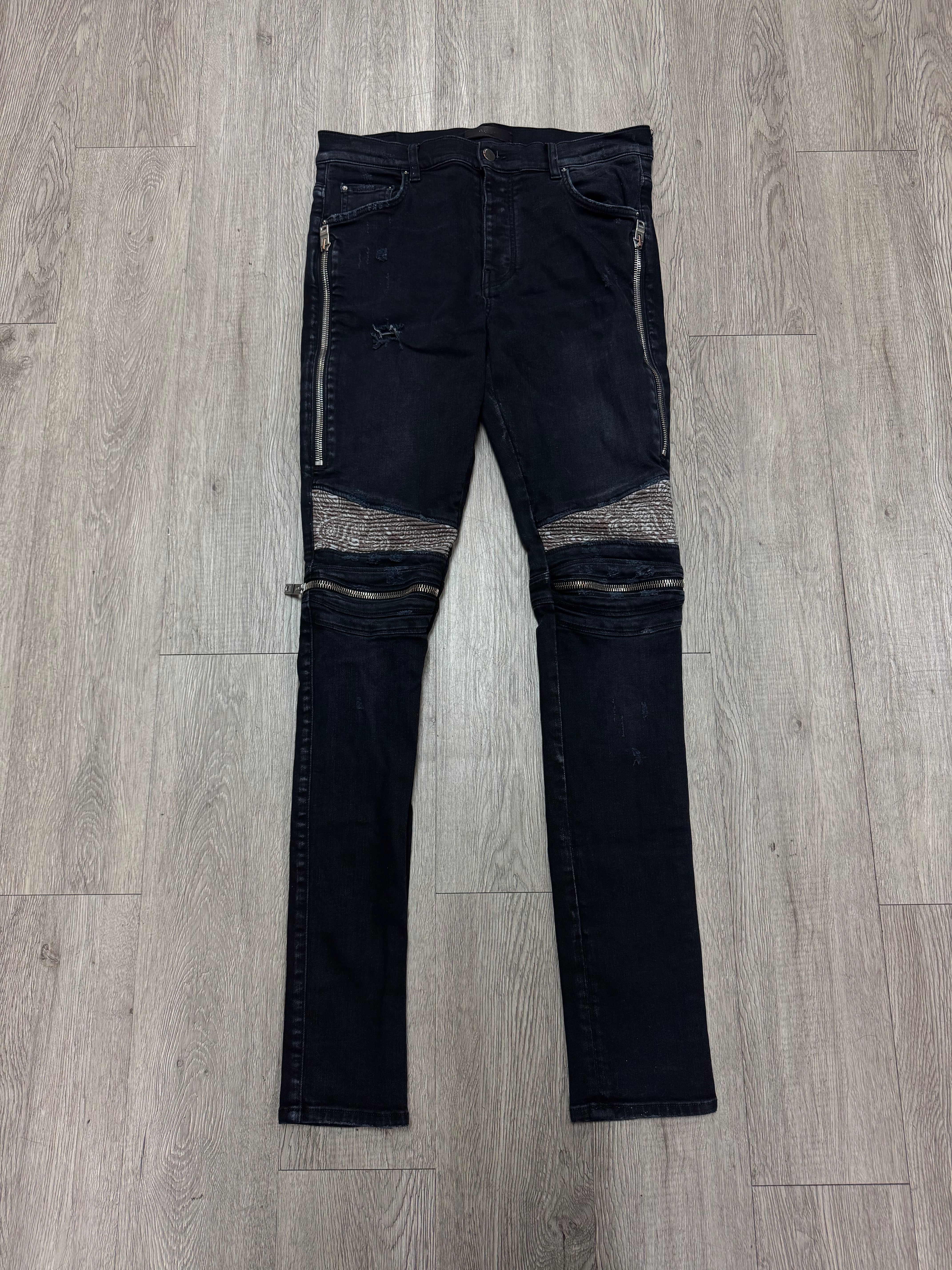 Amiri Black Wash Brown Paisley MX2 Jeans