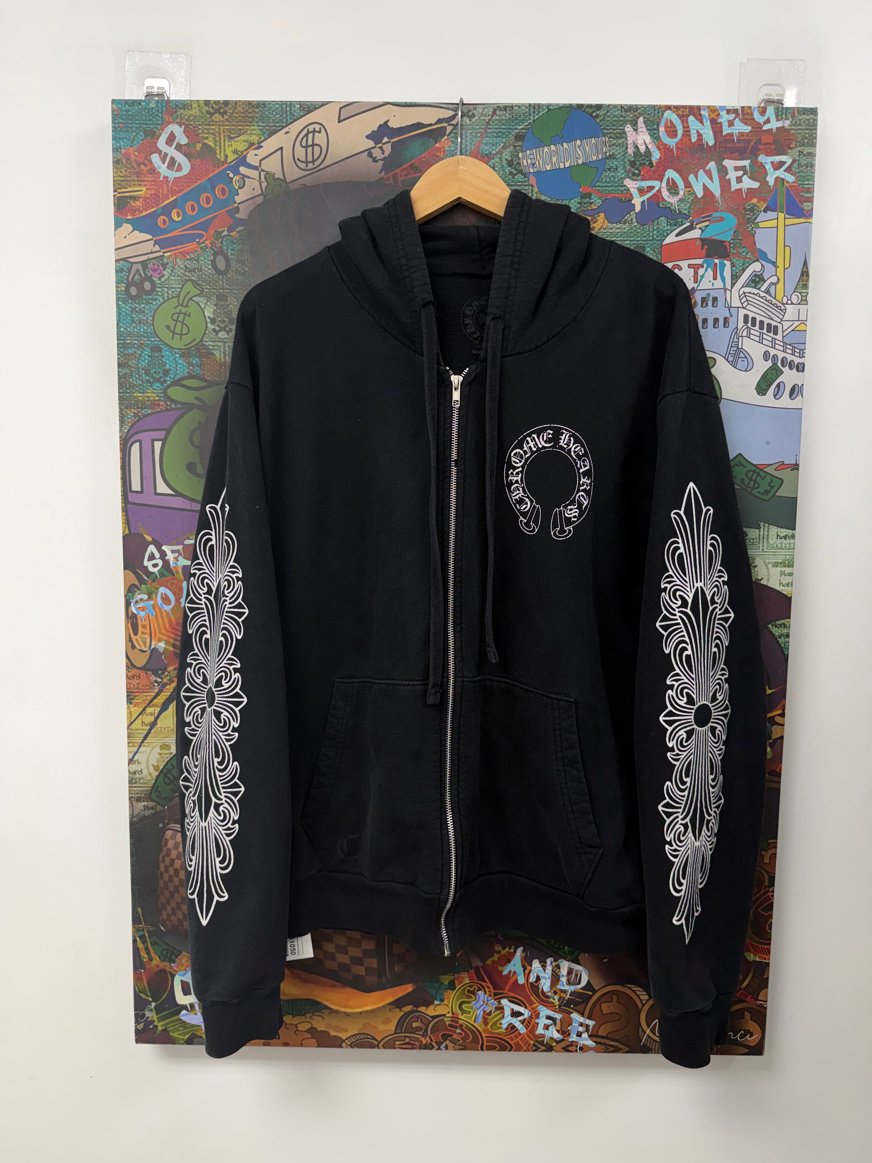 Chrome Hearts Black Floral Horseshoe (Replacement Zipper) Zip Up