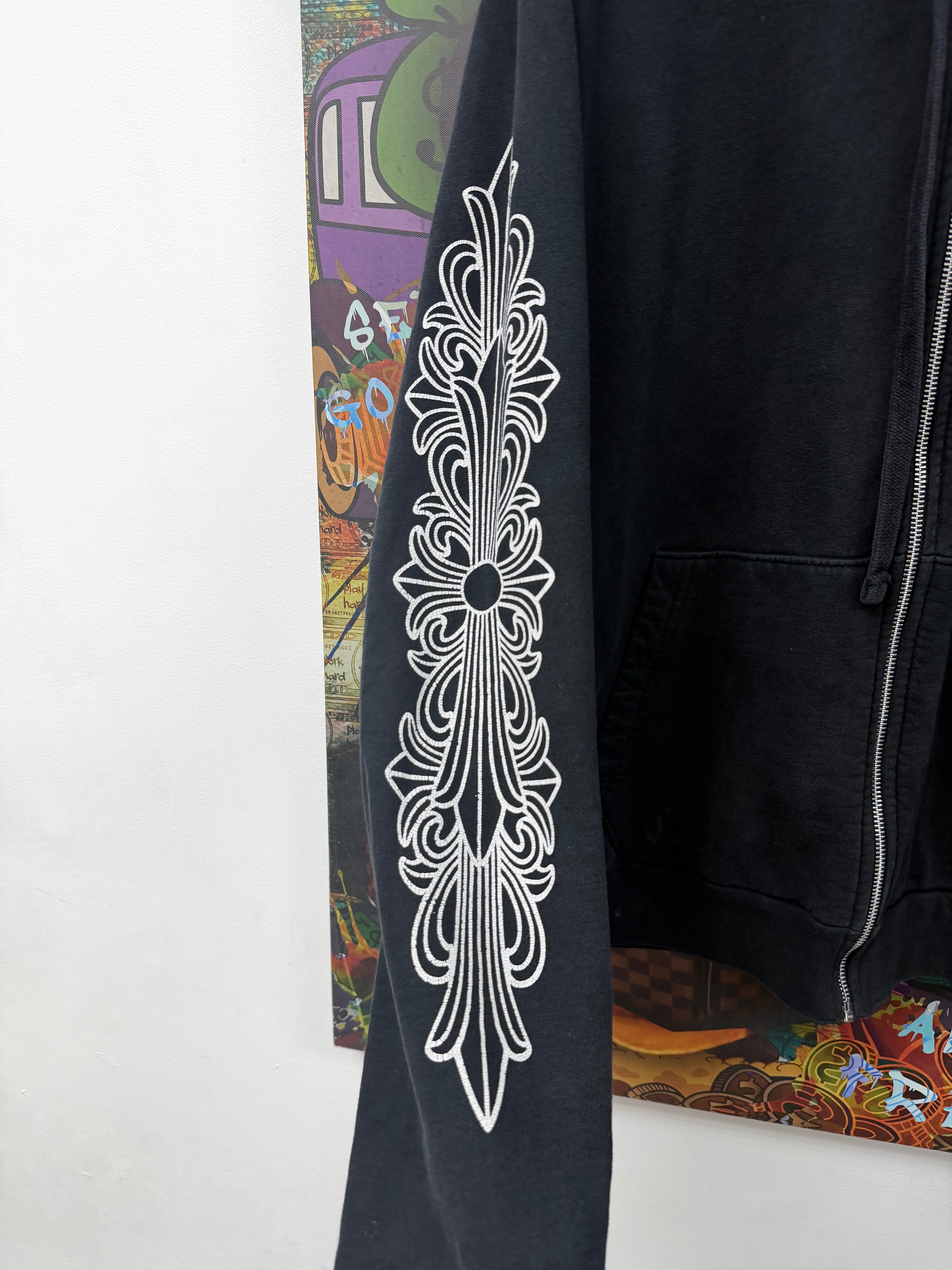 Chrome Hearts Black Floral Horseshoe (Replacement Zipper) Zip Up