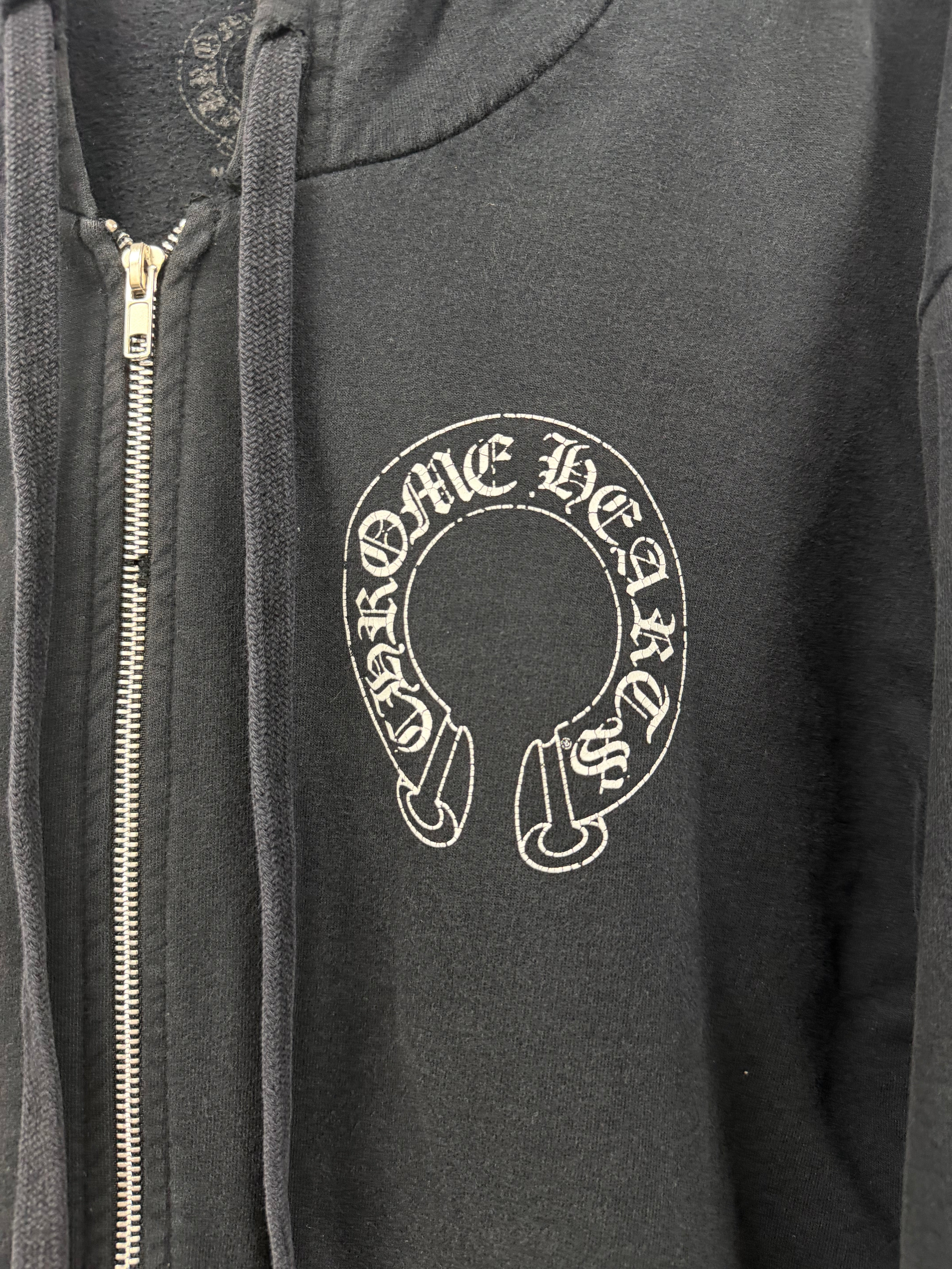 Chrome Hearts Black Floral Horseshoe (Replacement Zipper) Zip Up