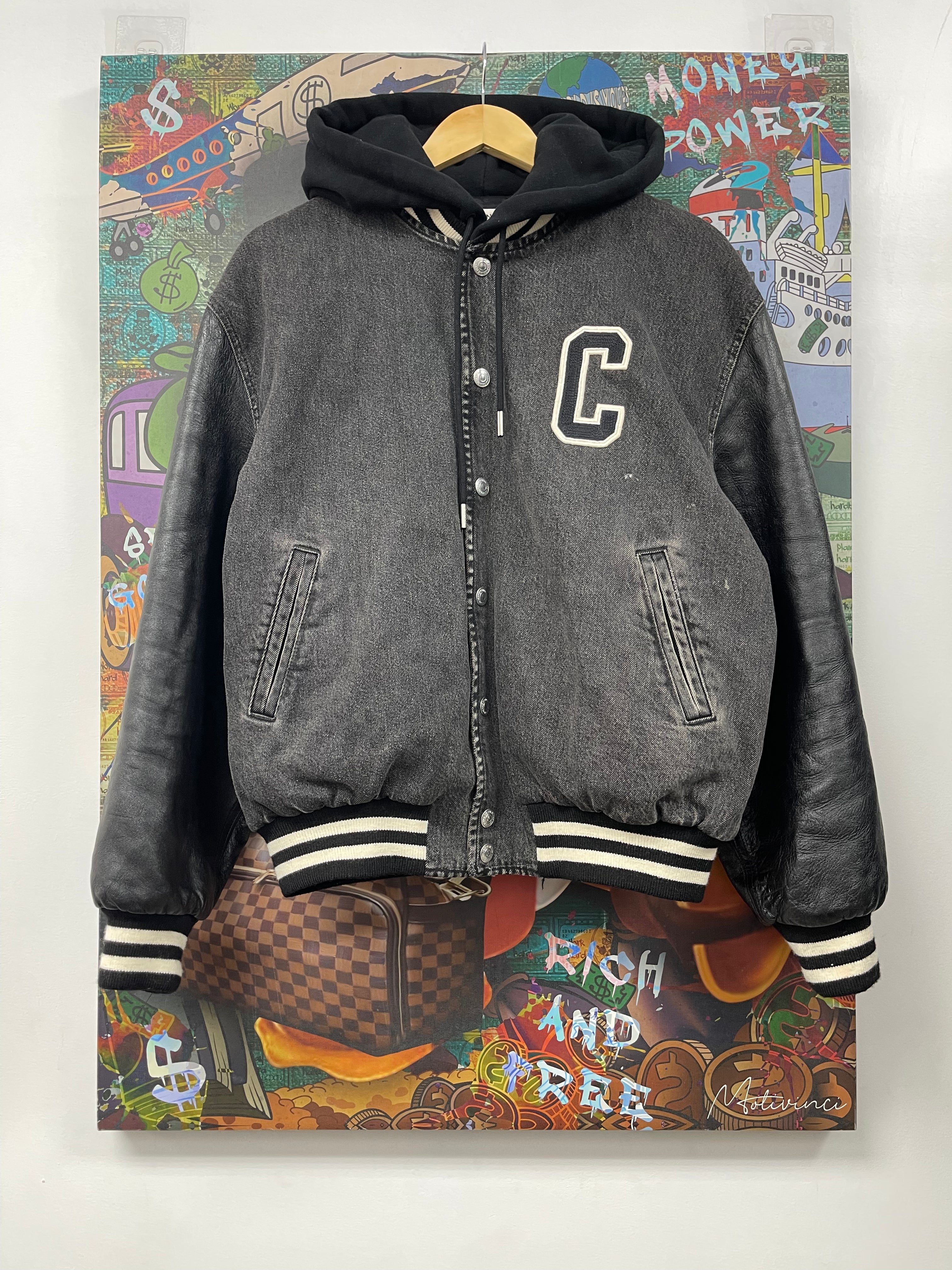 Celine Denim Leather Black Arc Logo Jacket