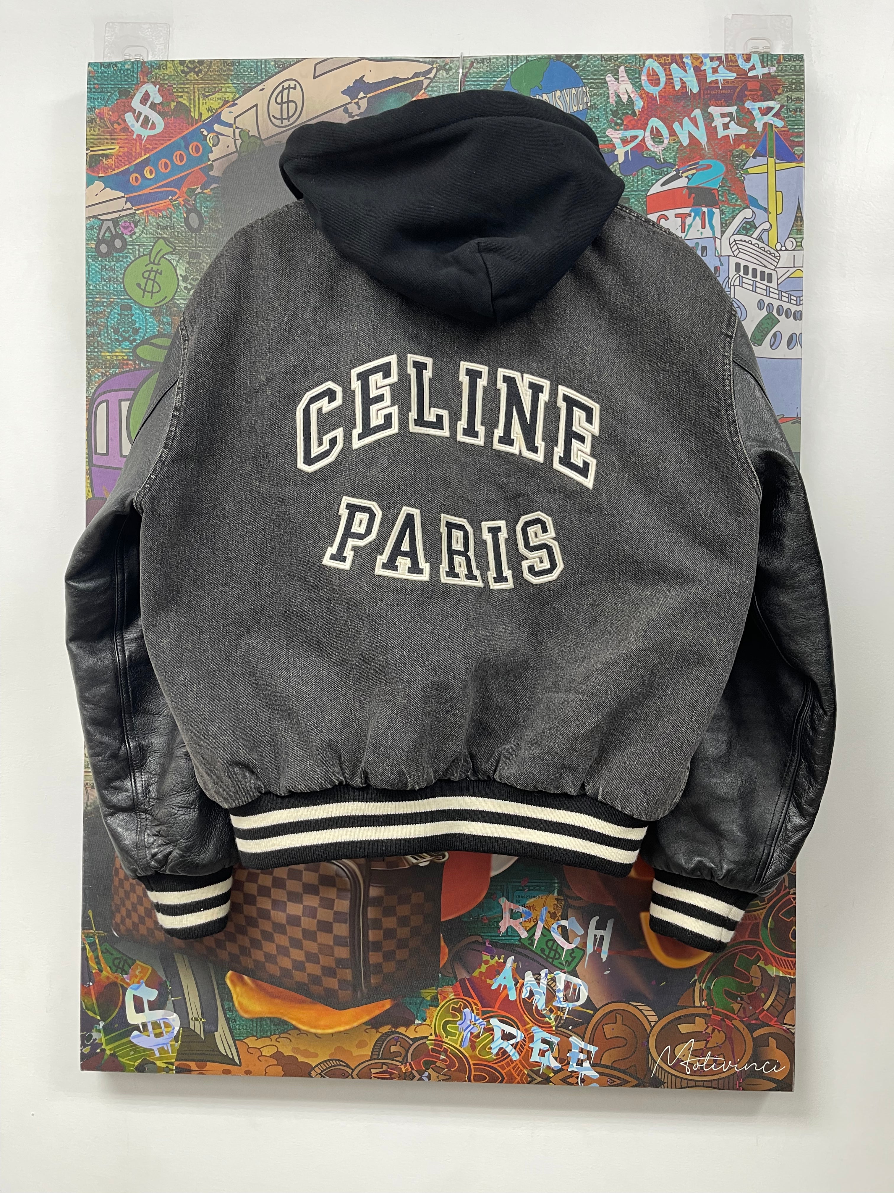 Celine Denim Leather Black Arc Logo Jacket