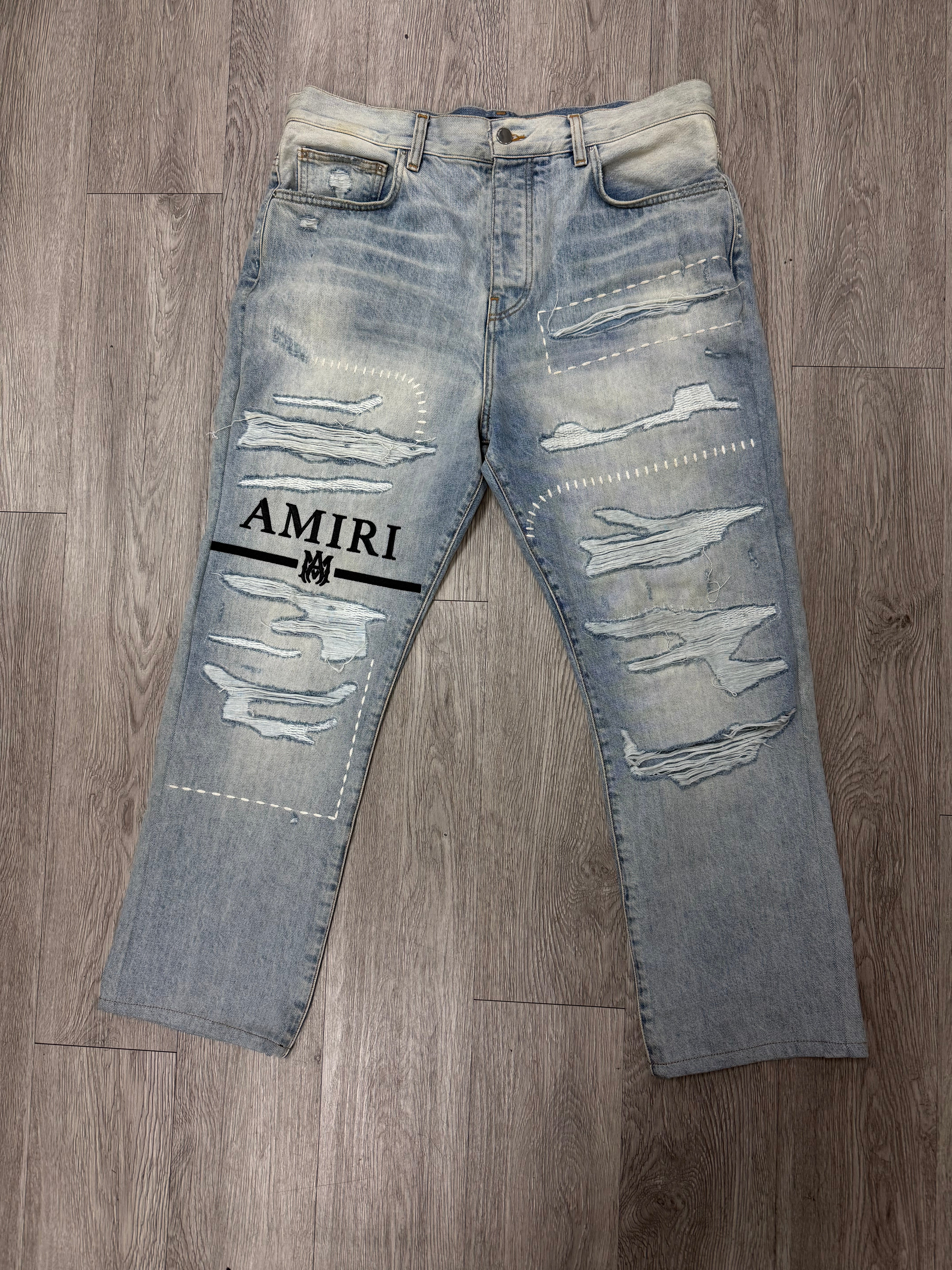 Amiri Light Wash Straight Leg MA Black Jeans