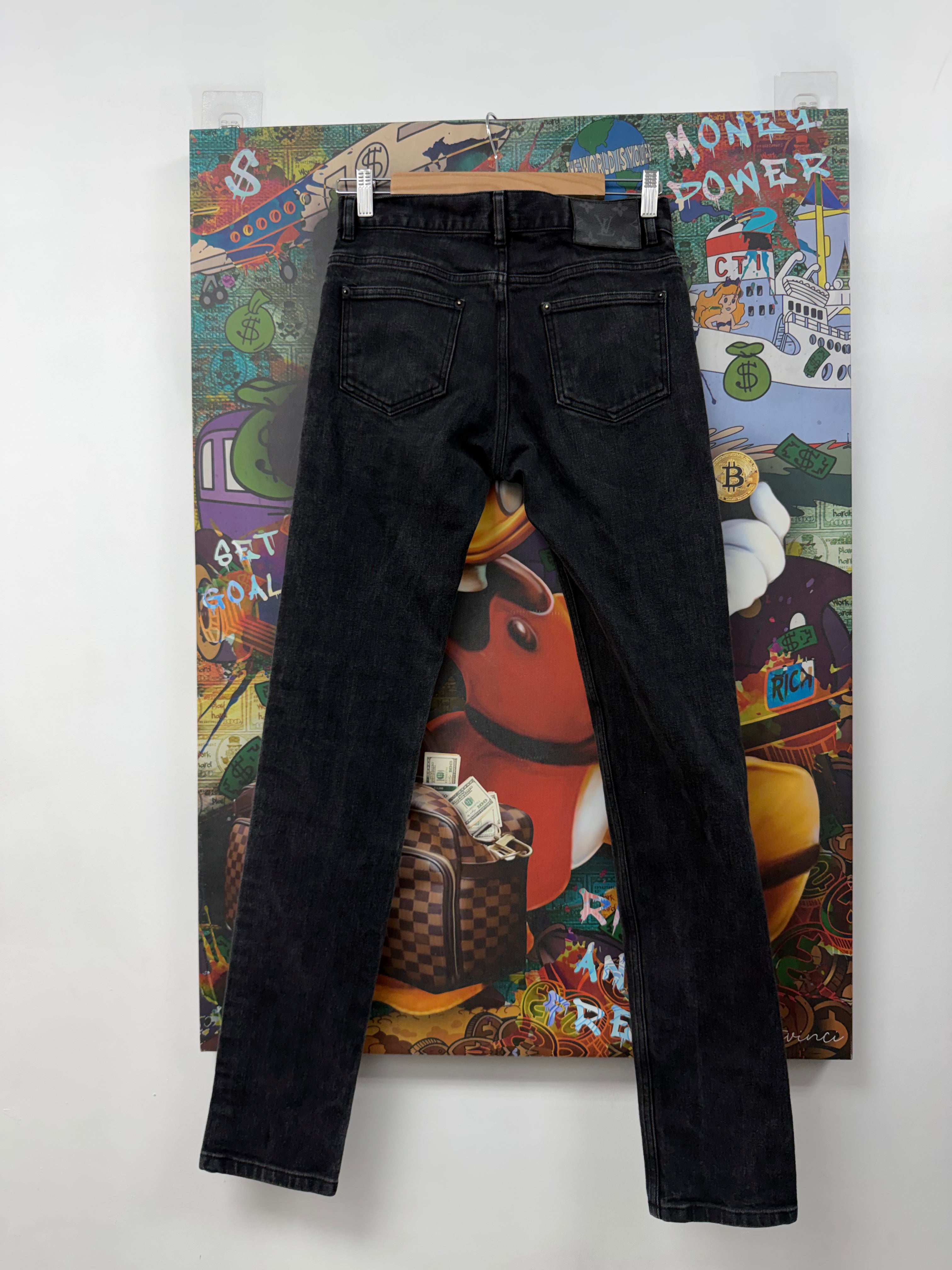 Louis Vuitton Black Back Tab Vintage Monogram Jeans