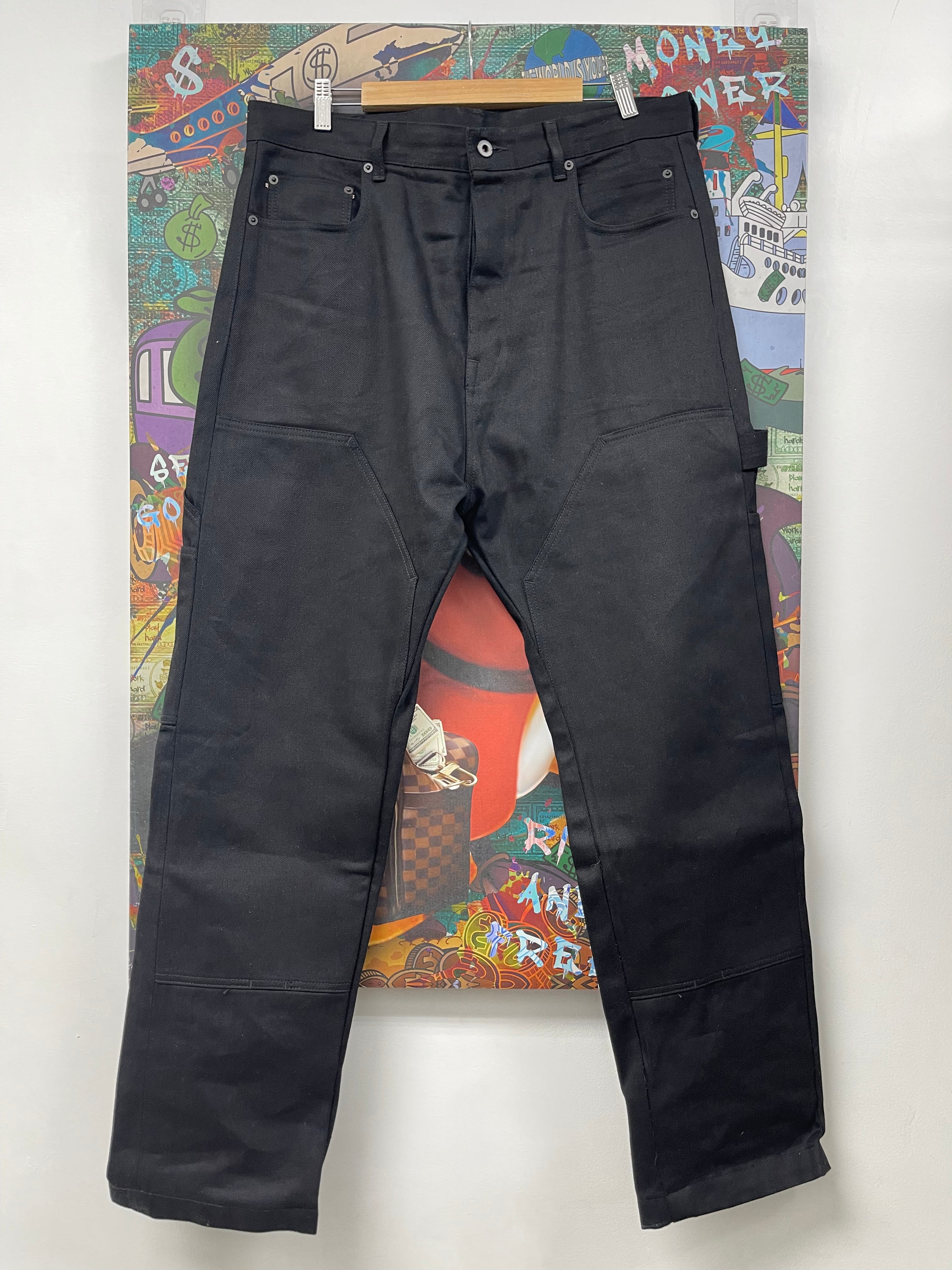 Rick Owens Black Geth Cut Double Knee Jeans