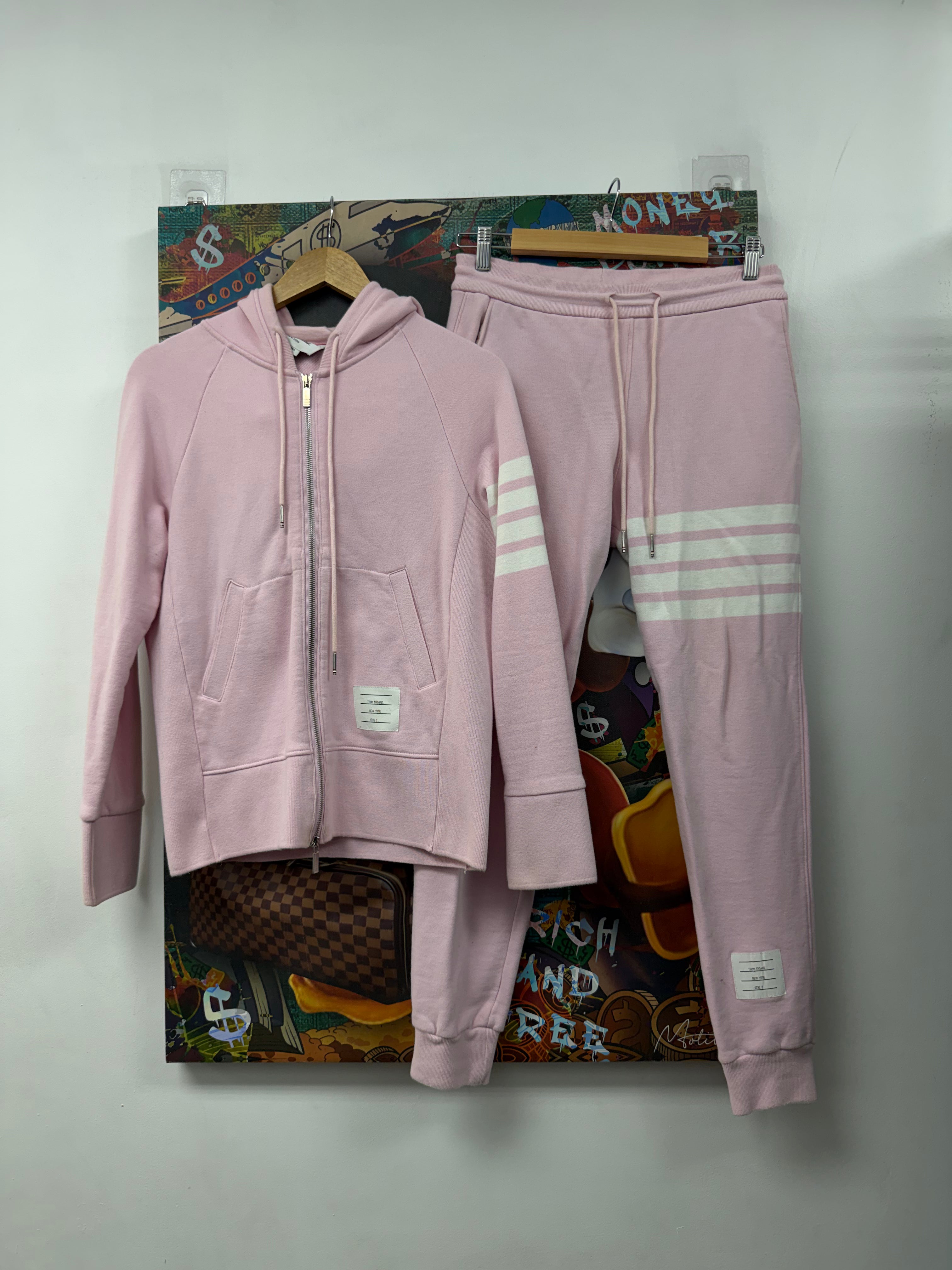 Thom Browne Pink 4 Bar Sweatsuit