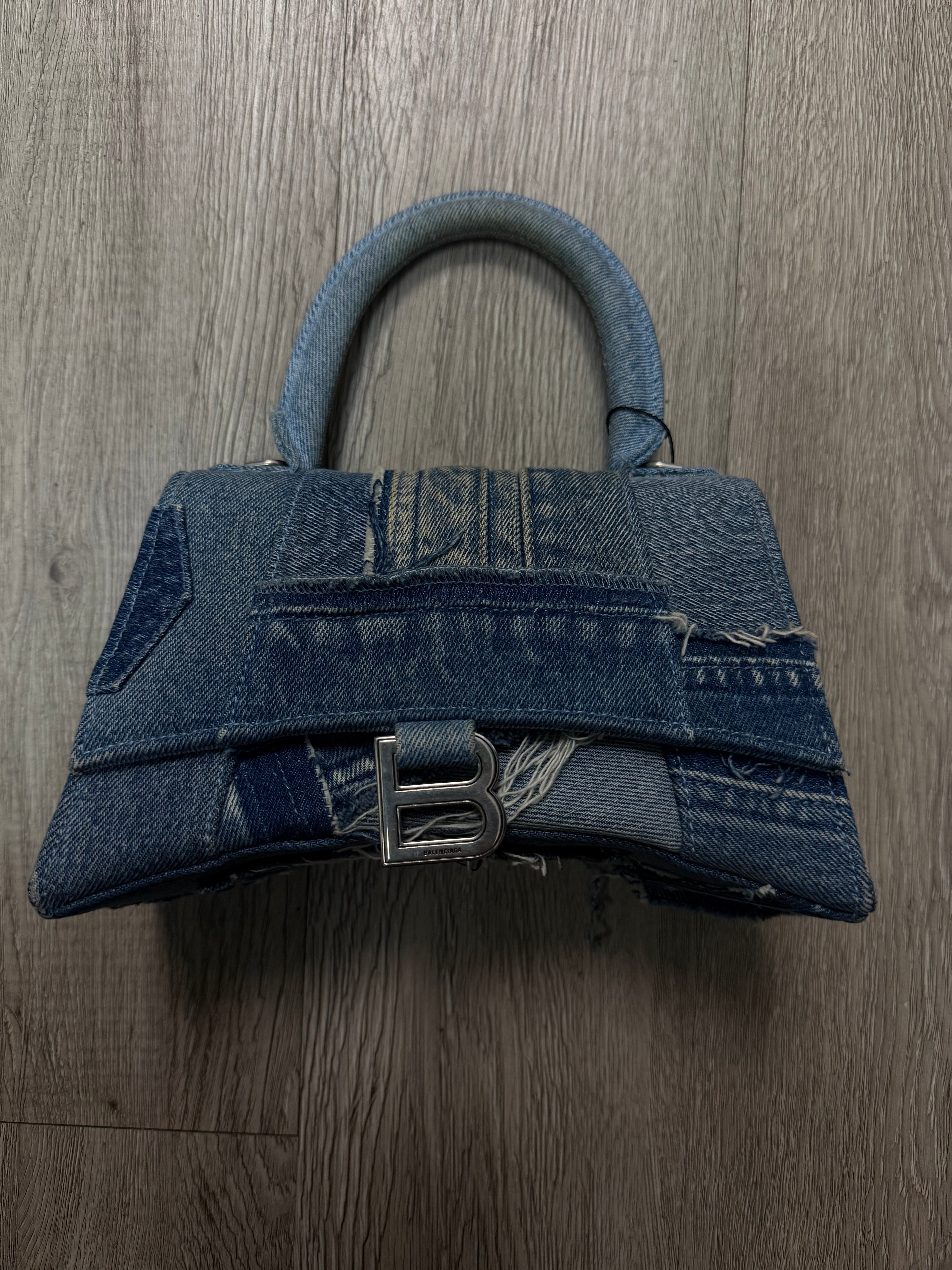 Balenciaga Denim Patchwork Hourglass Bag