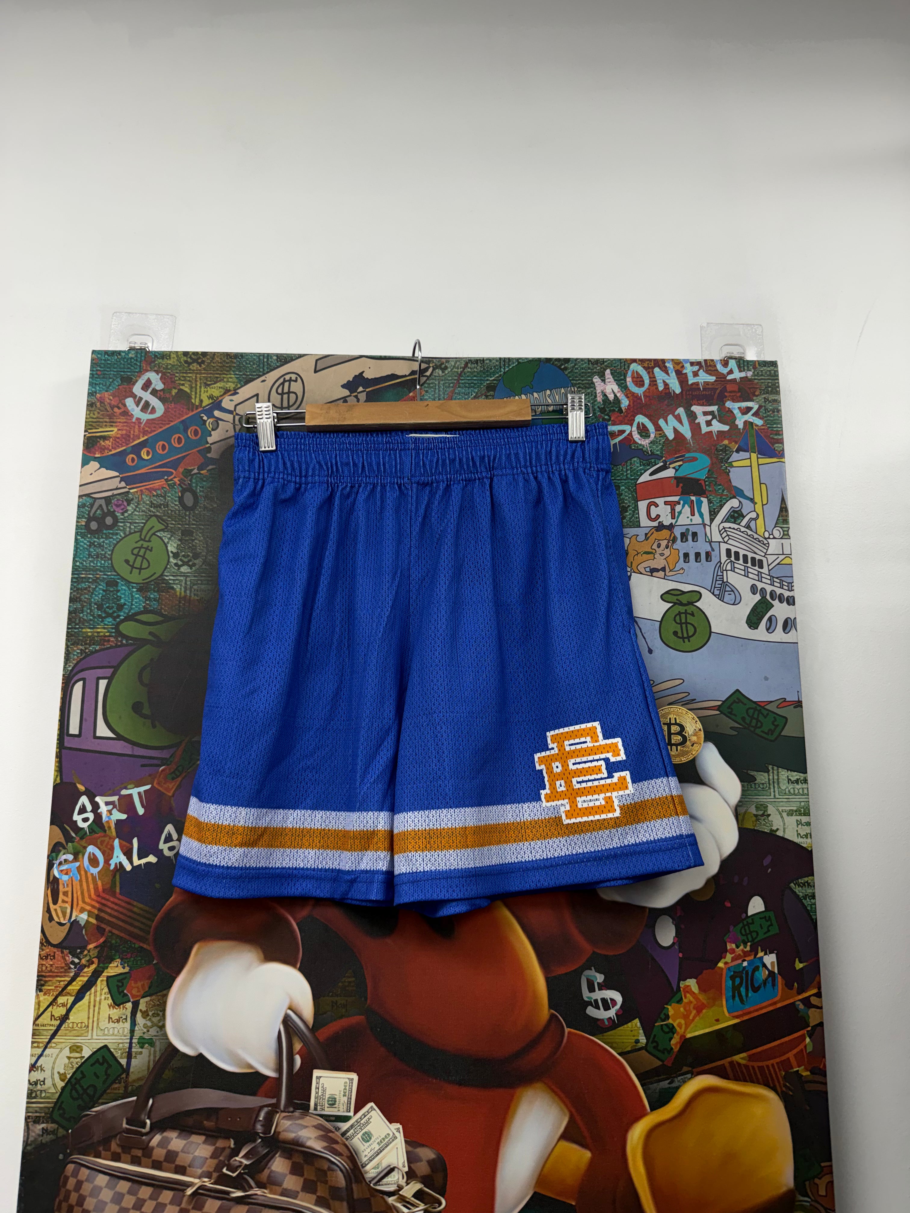 Eric Emanuel Blue Yellow Stripe Shorts