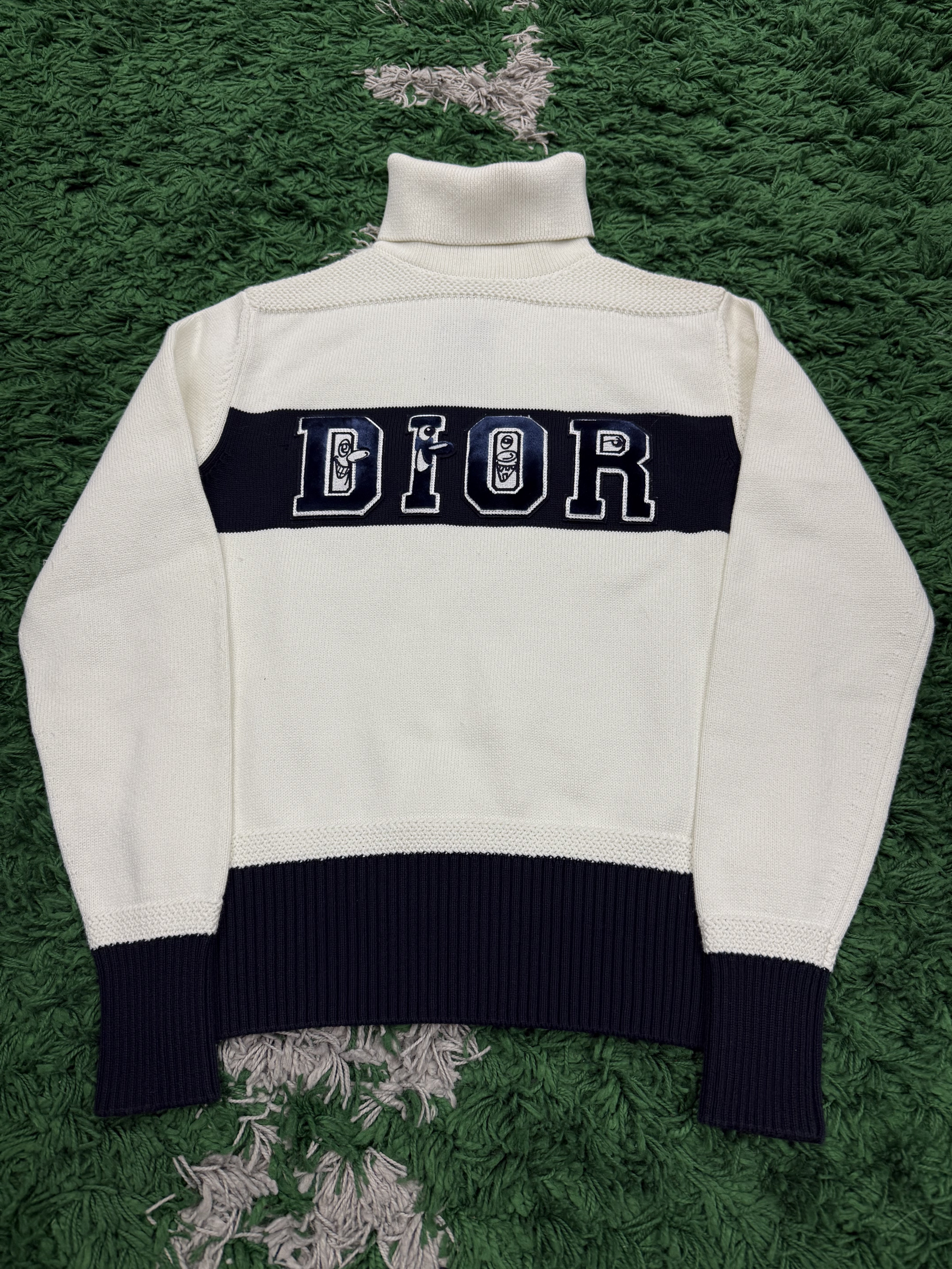 Dior Neck Crewneck Cream Blue Used Small