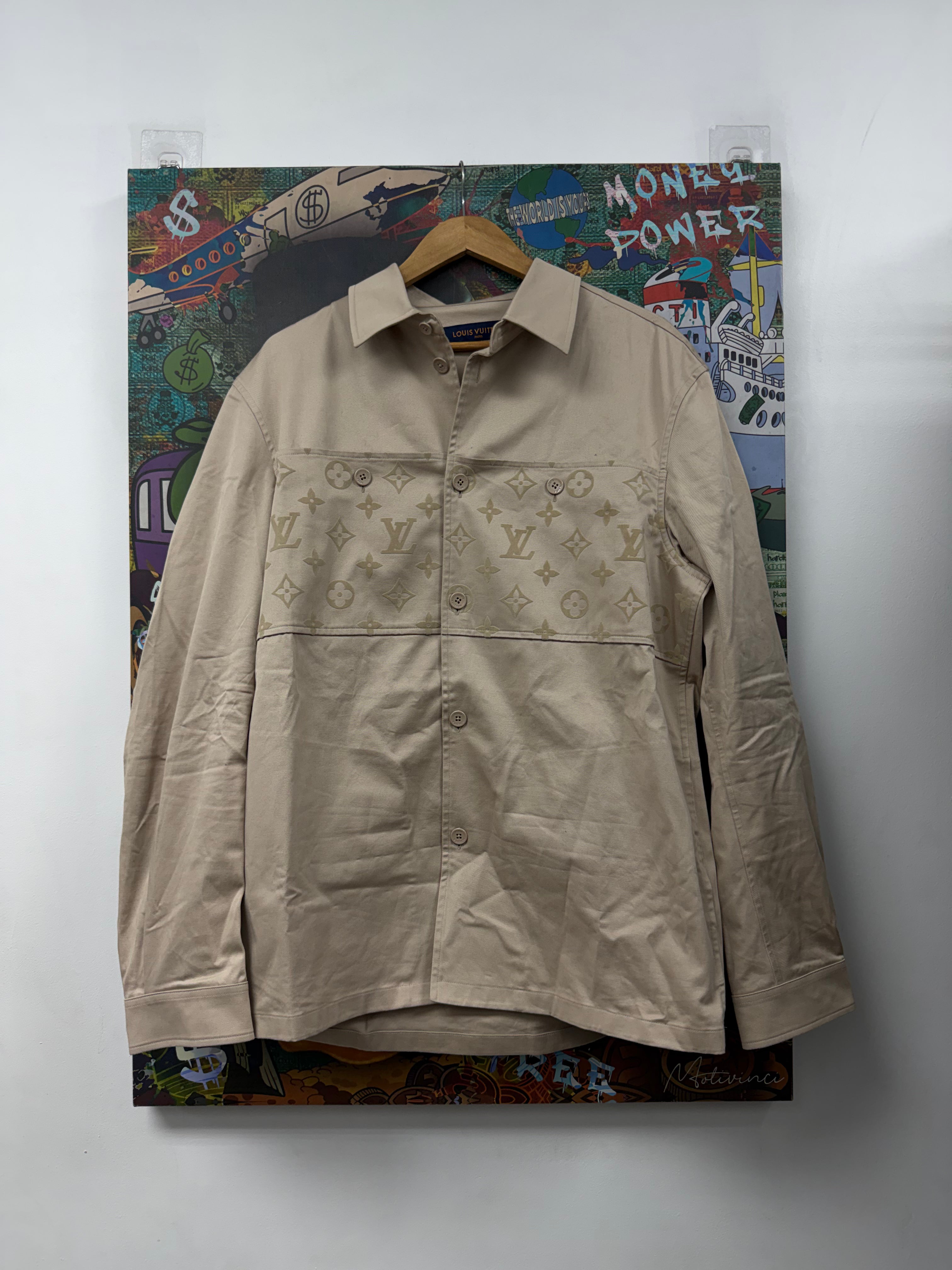 Louis Vuitton Tan Monogram Button Up