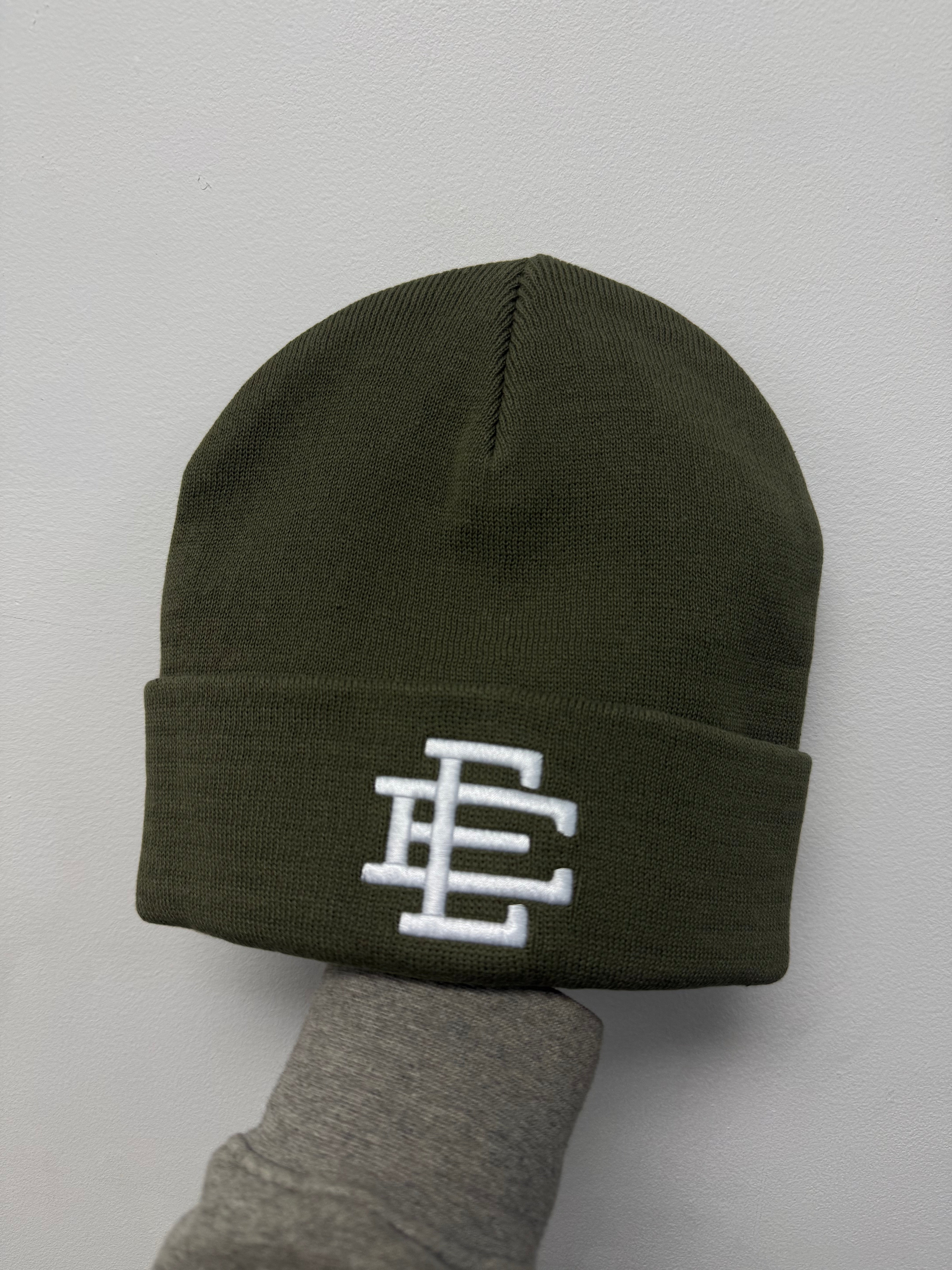 Eric Emanuel Olive White Logo Beanie