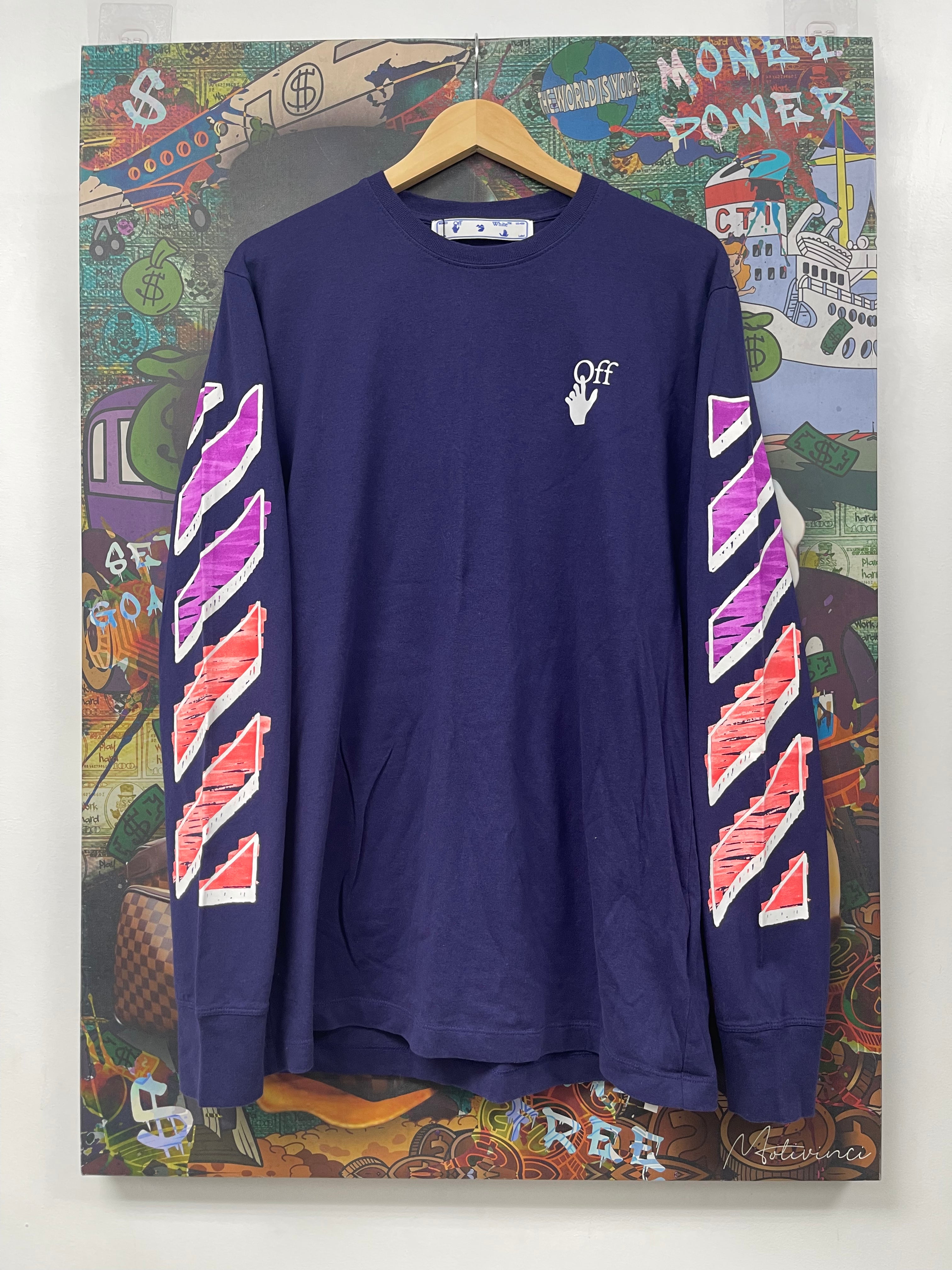 Off White Purple Orange Drawn Arrows Long Sleeve