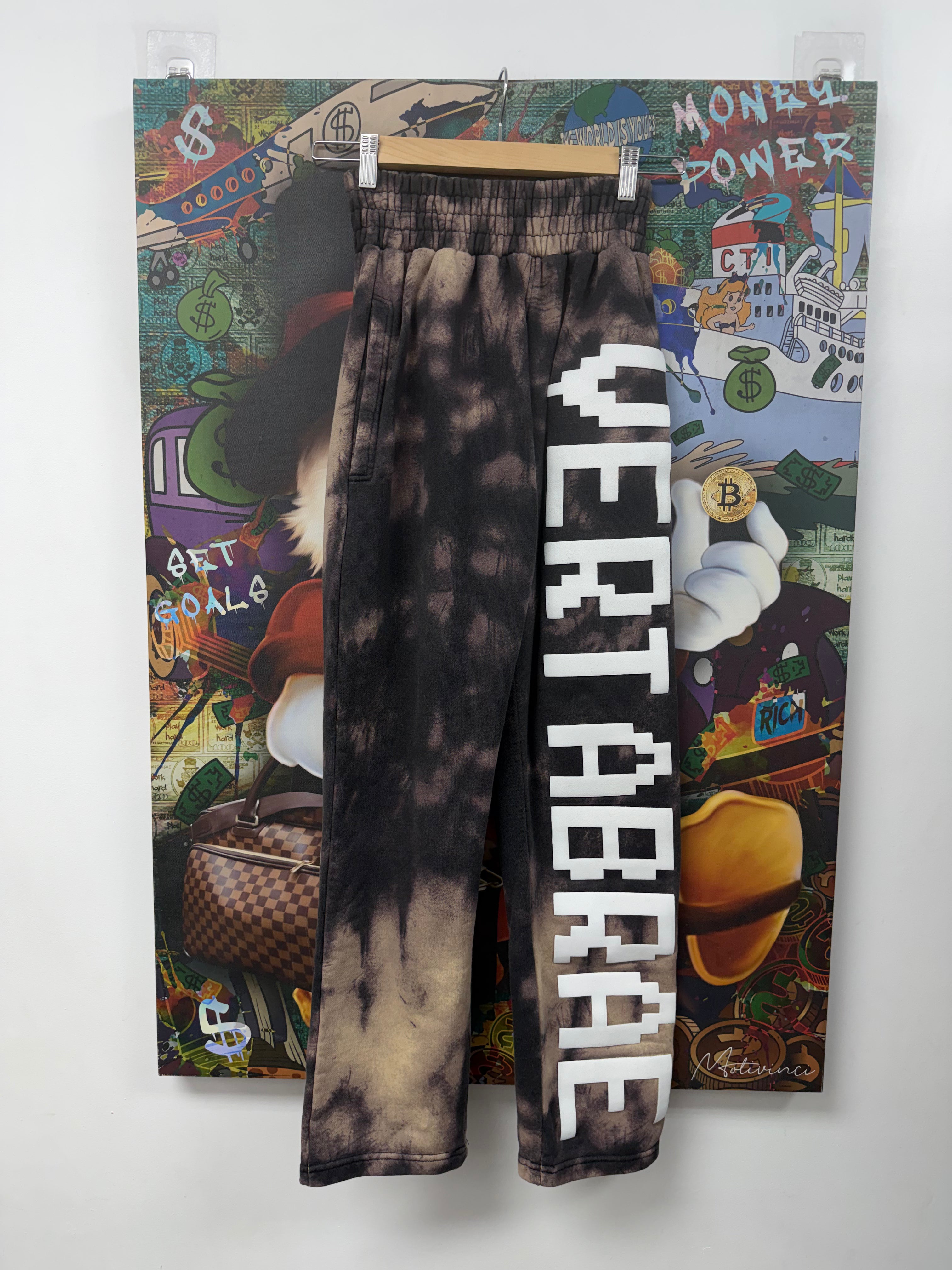 Vertabrae Black Bleached Pant Logo Sweats