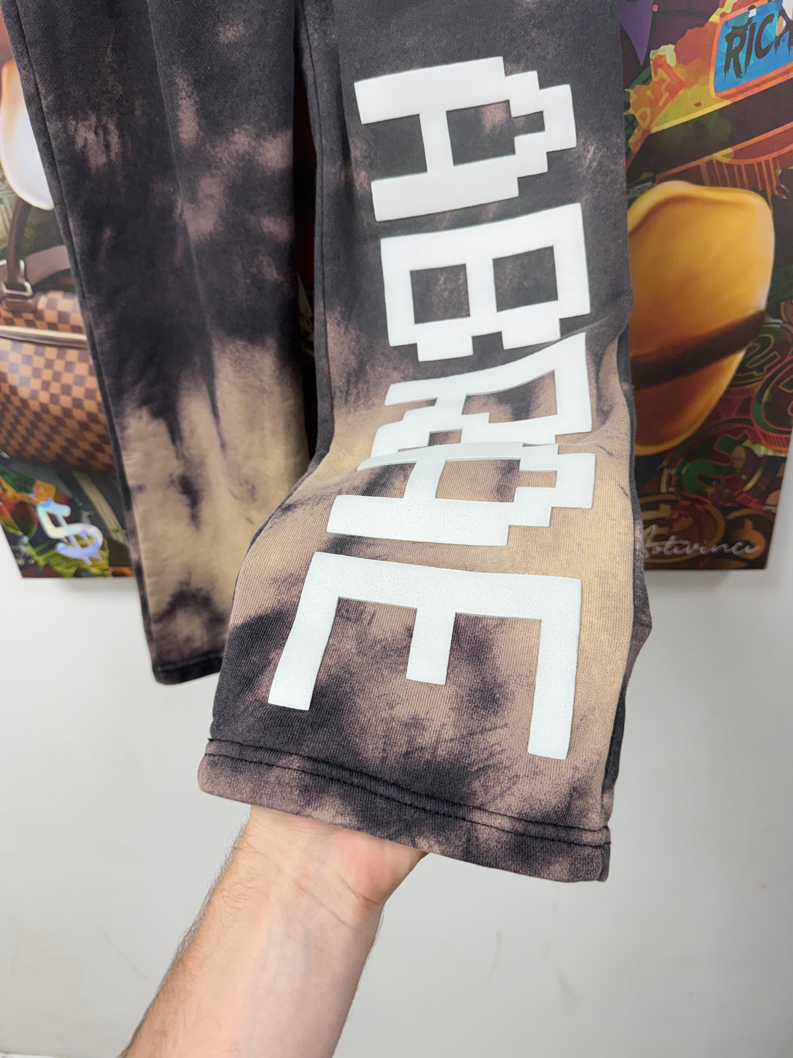 Vertabrae Black Bleached Pant Logo Sweats