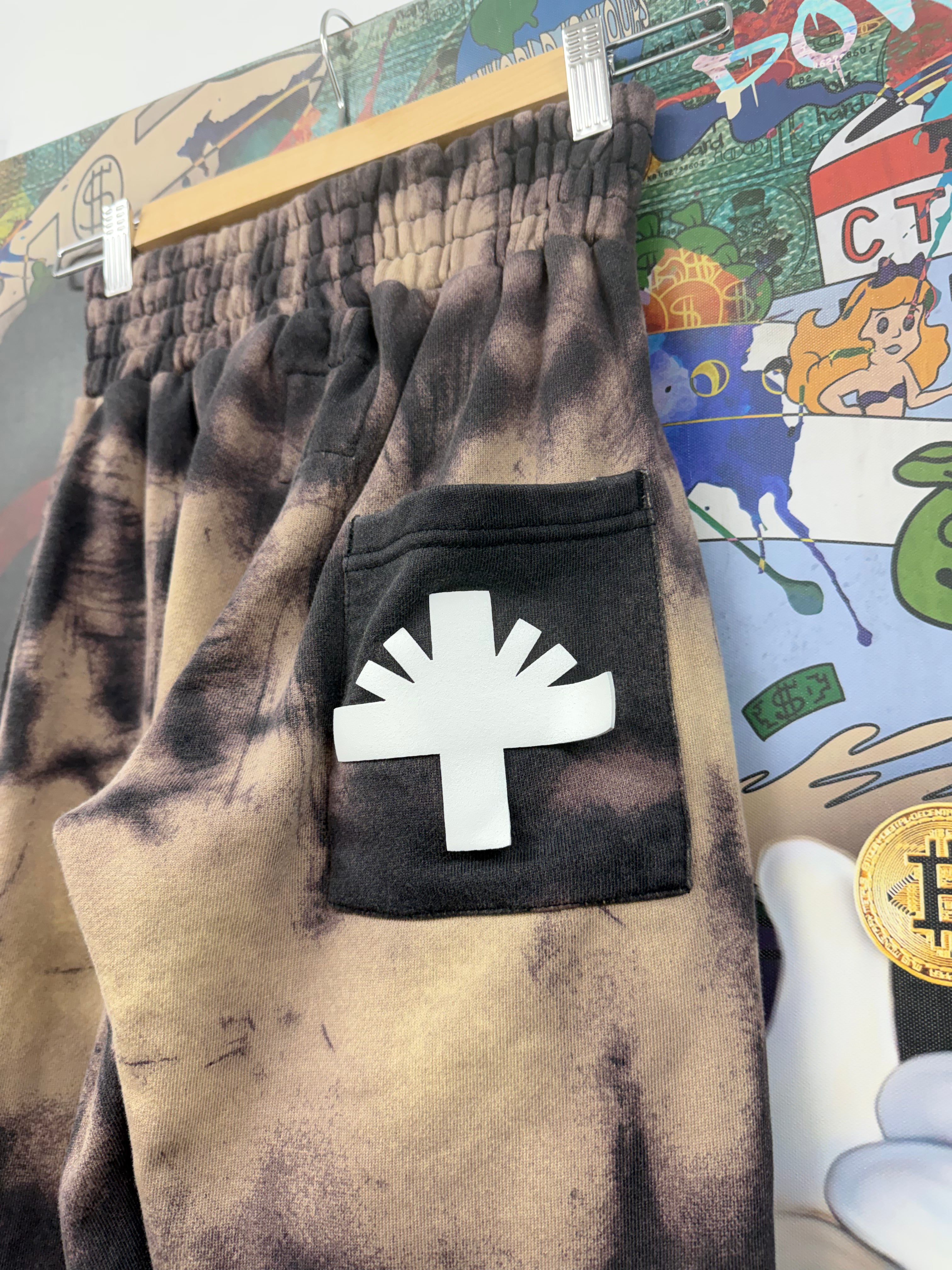 Vertabrae Black Bleached Pant Logo Sweats