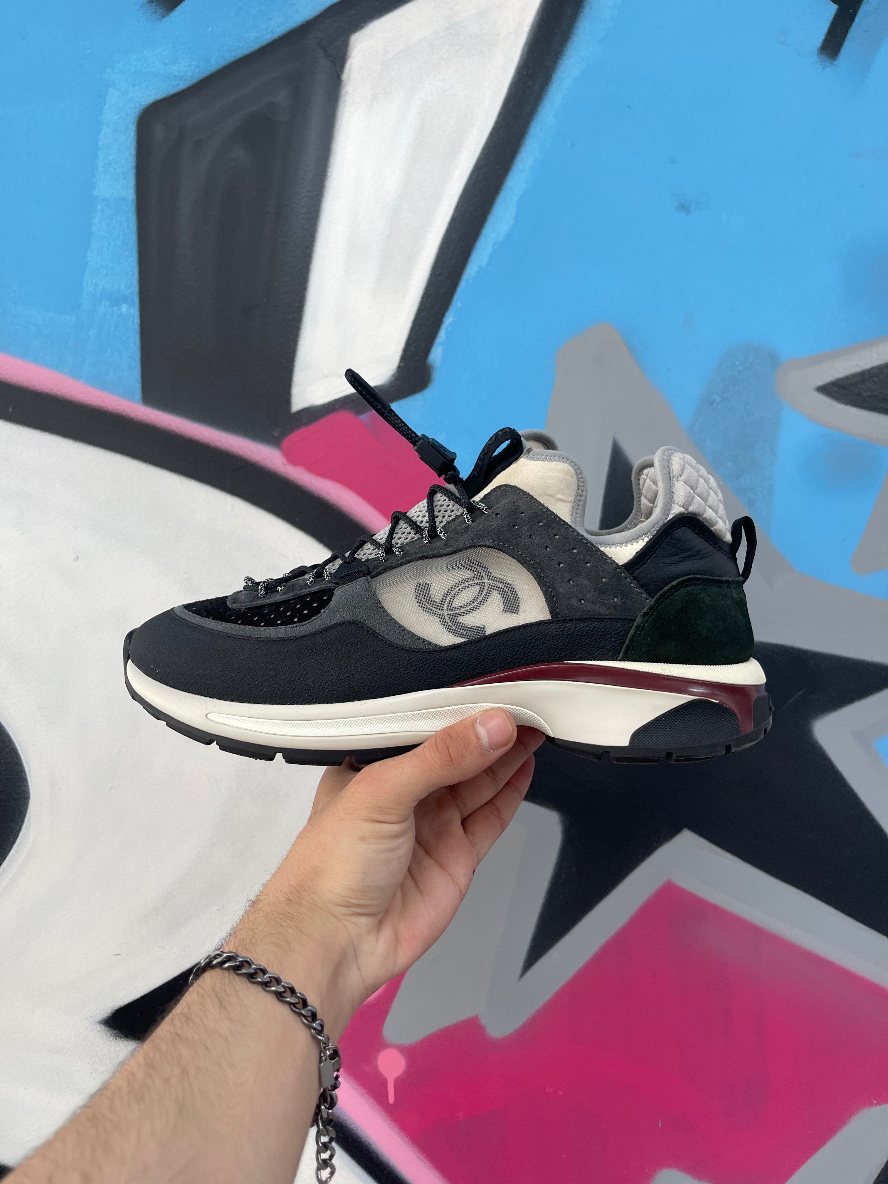 Chanel Interlocking Grey Black Sneakers