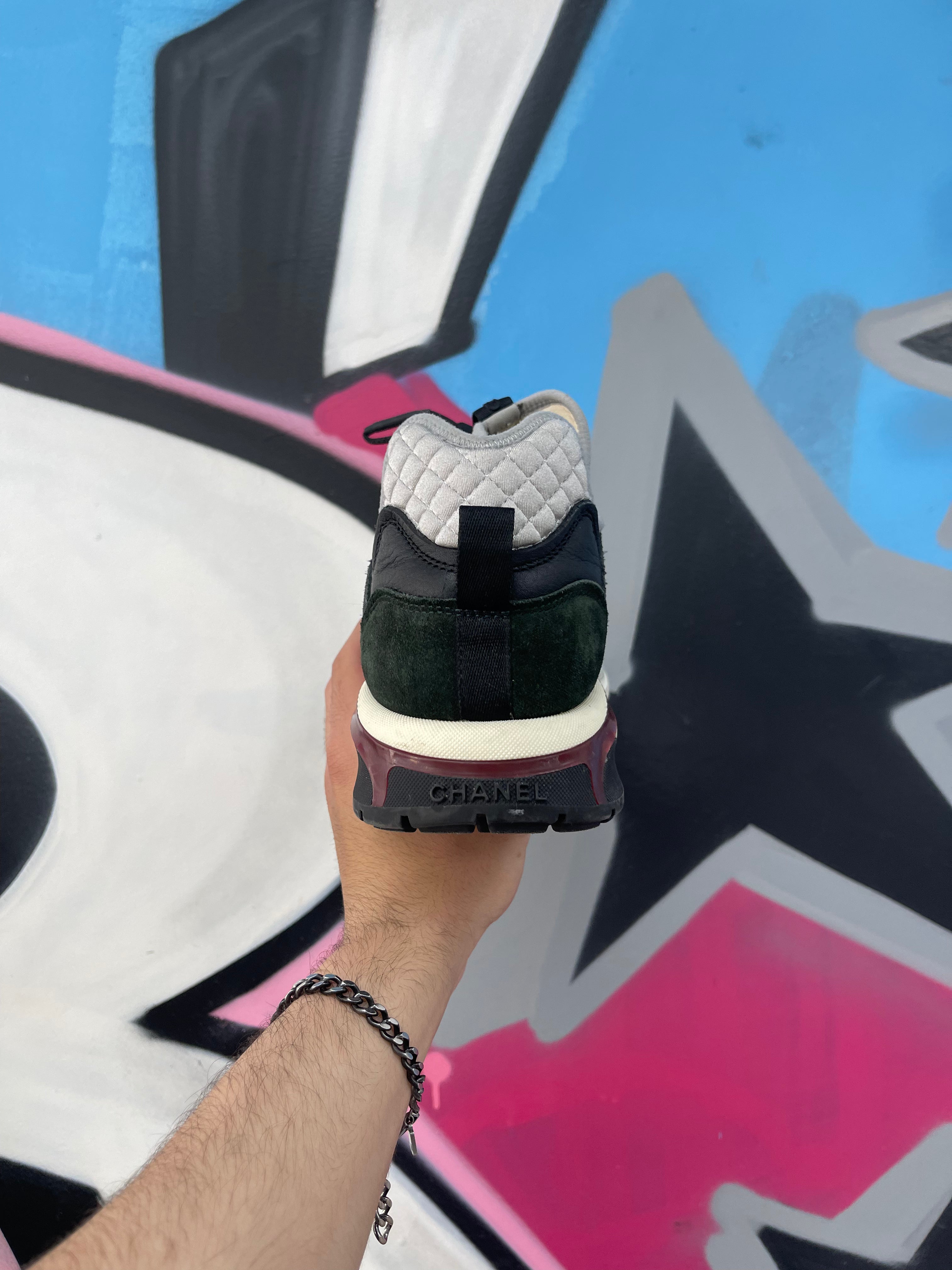 Chanel Interlocking Grey Black Sneakers