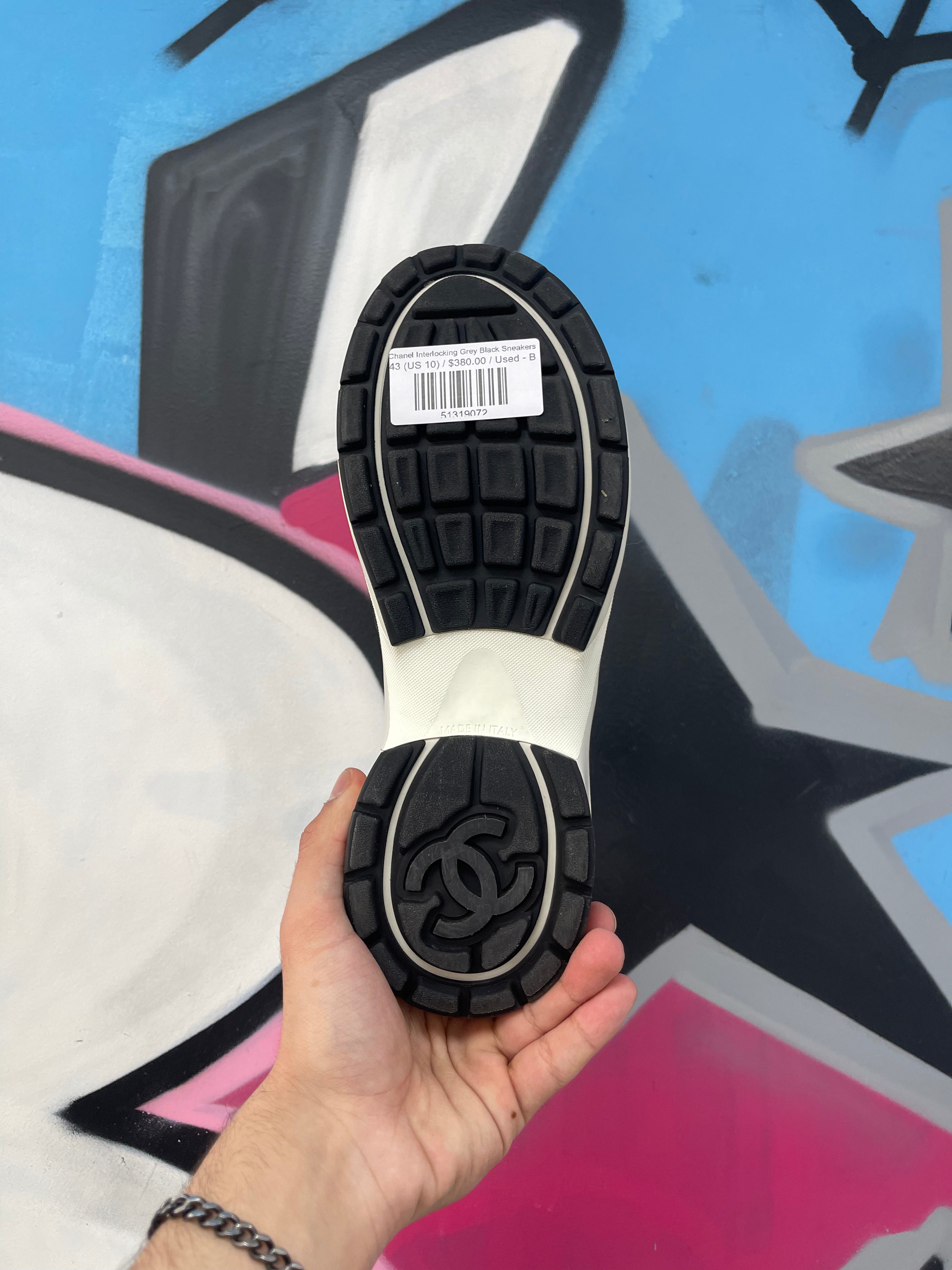 Chanel Interlocking Grey Black Sneakers