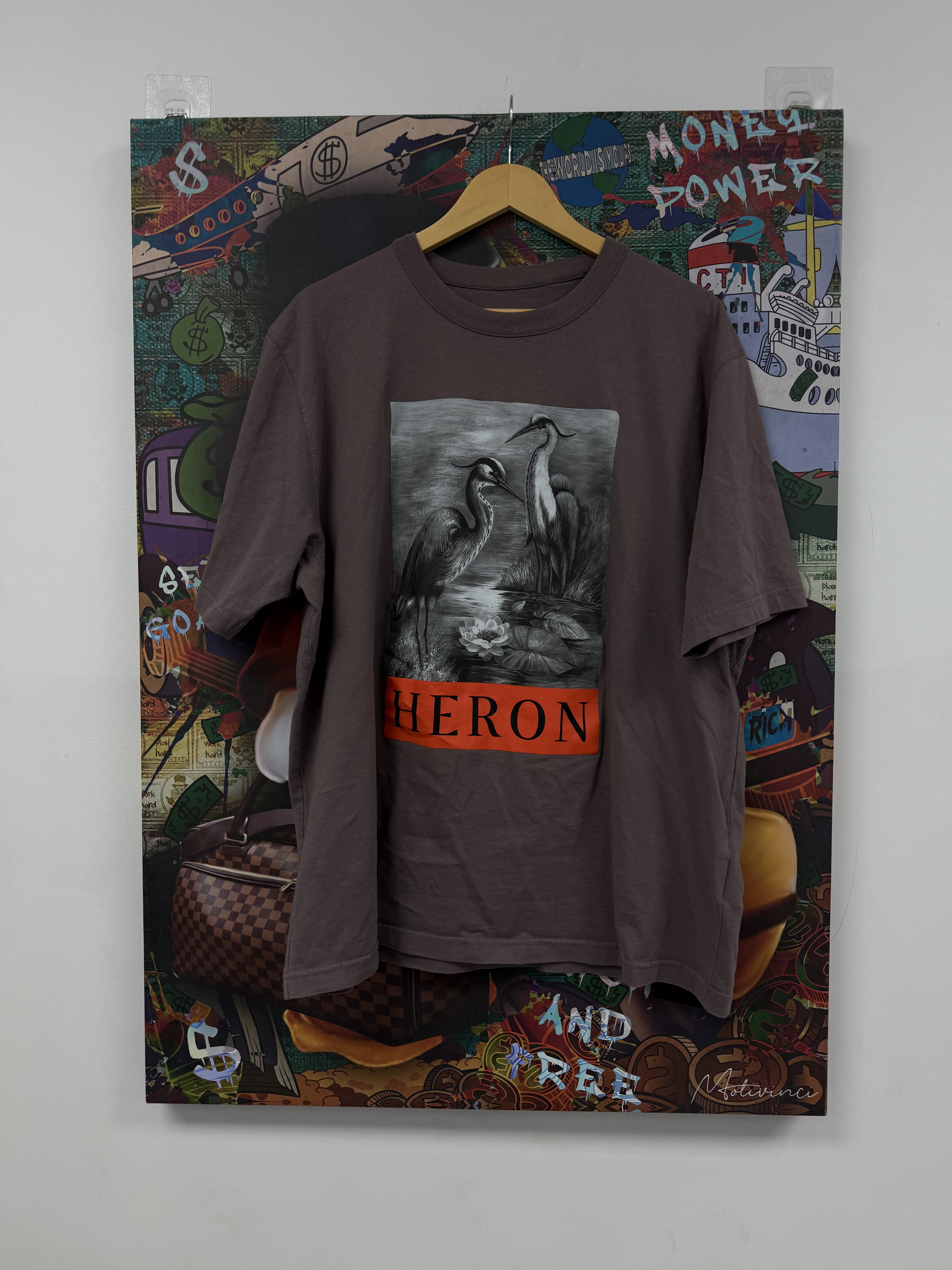 Heron Preston Swan Tee Taupe Used Large