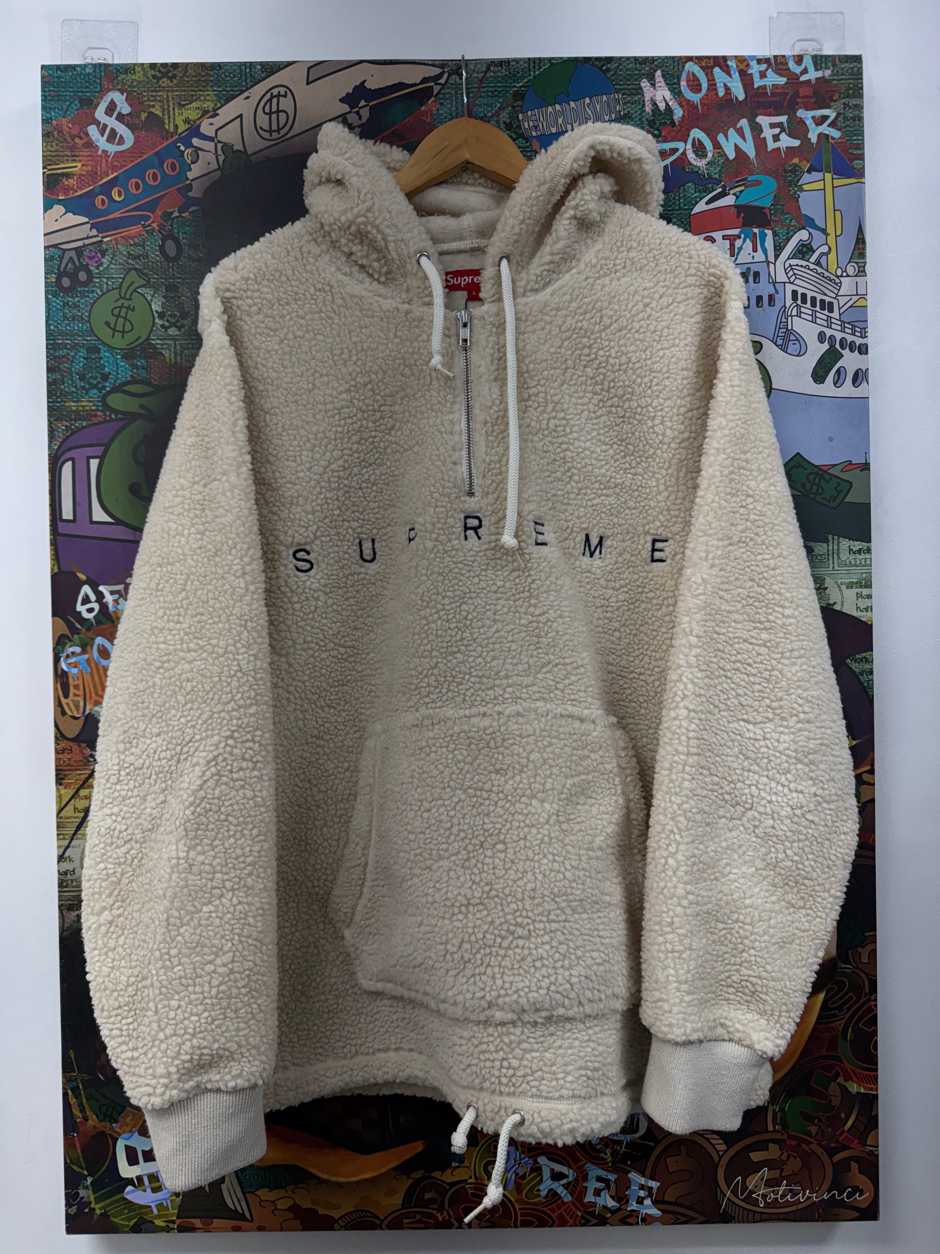 Supreme Sherpa Fleece Quarter Zip Pullover Hoodie