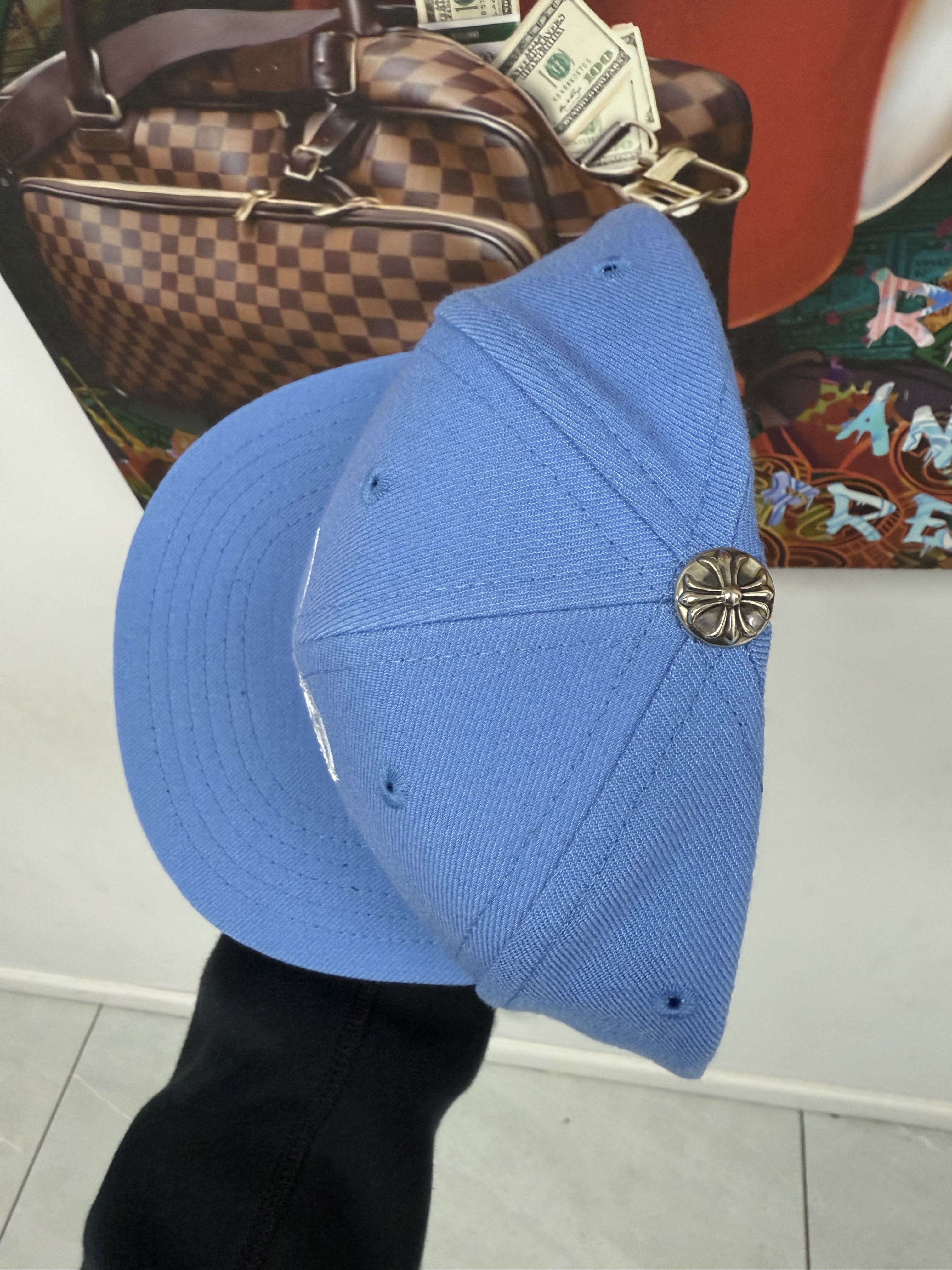 Chrome Hearts Blue Wool Fitted New 7 3/8 With Tags