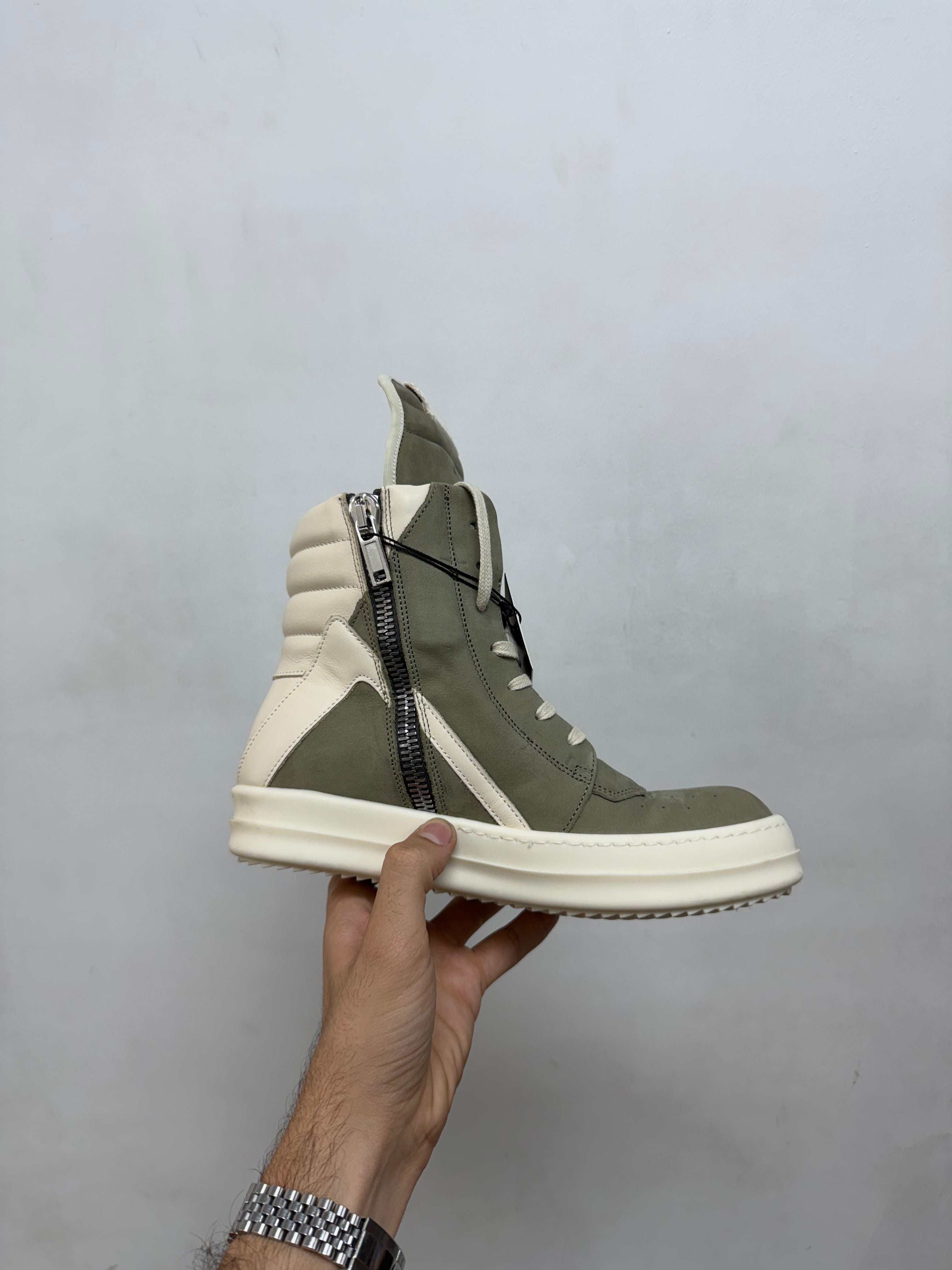 Rick Owens Geobasket Celadon & Milk Sneakers