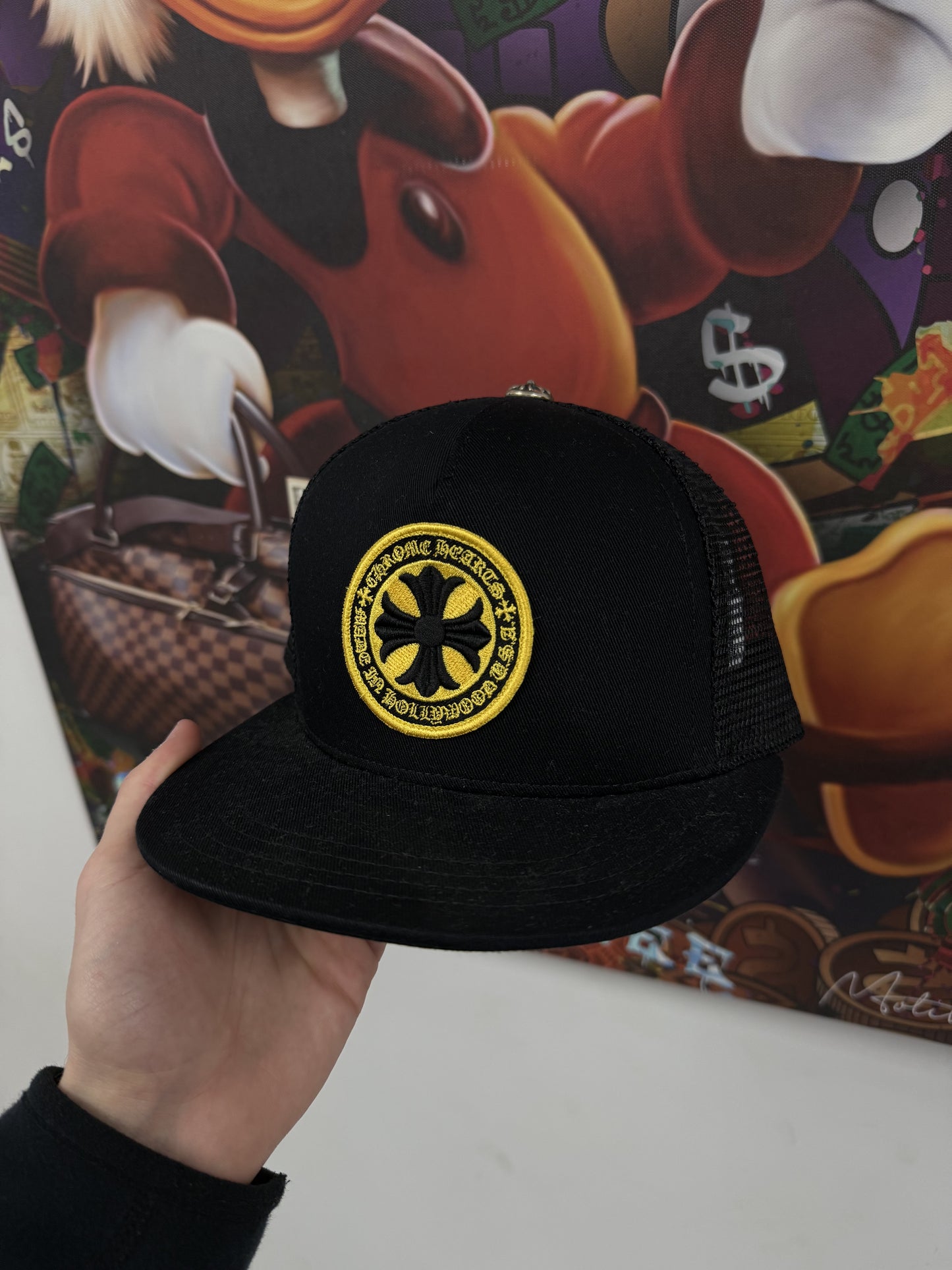 Chrome Hearts Hollywood Plus Trucker Black Yellow New OSFM N/A