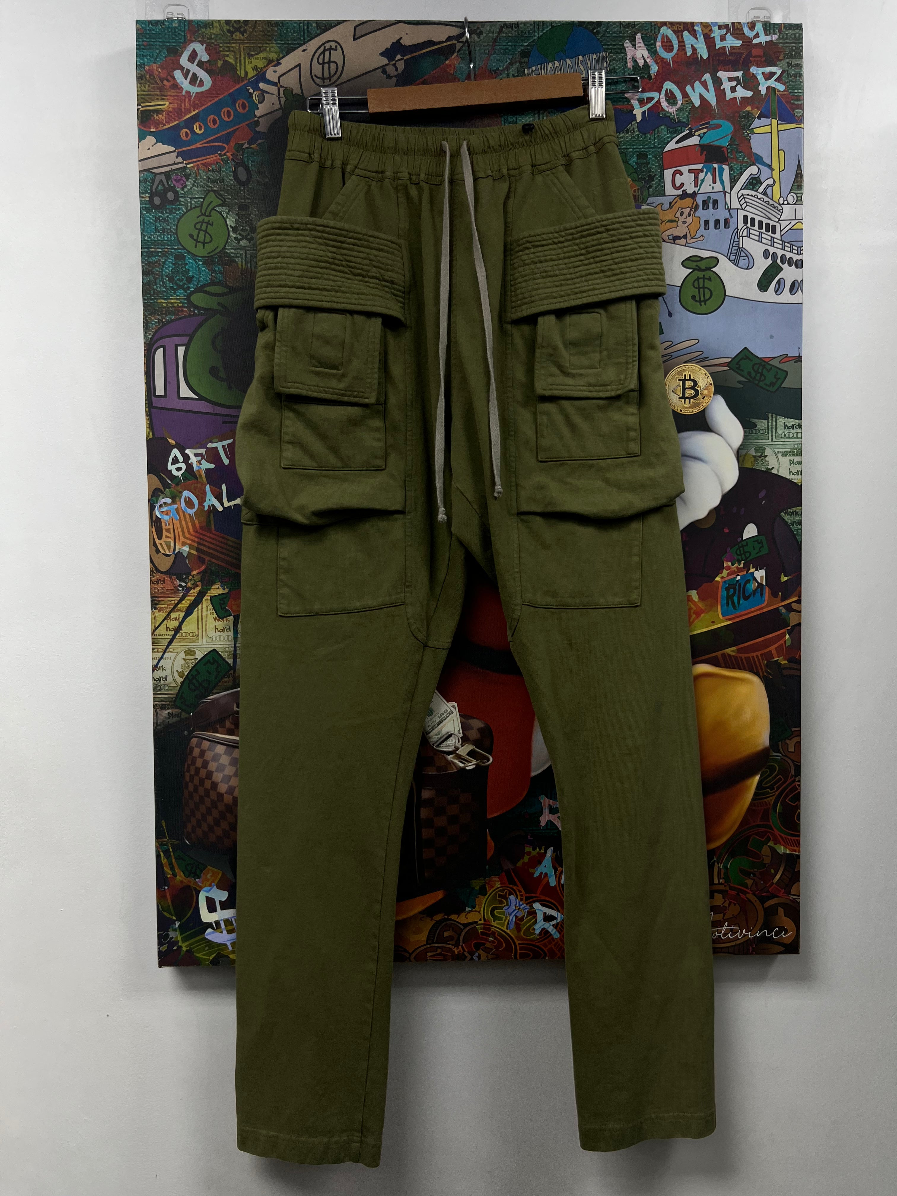 Rick Owens Olive Creatch Cargo Sweats