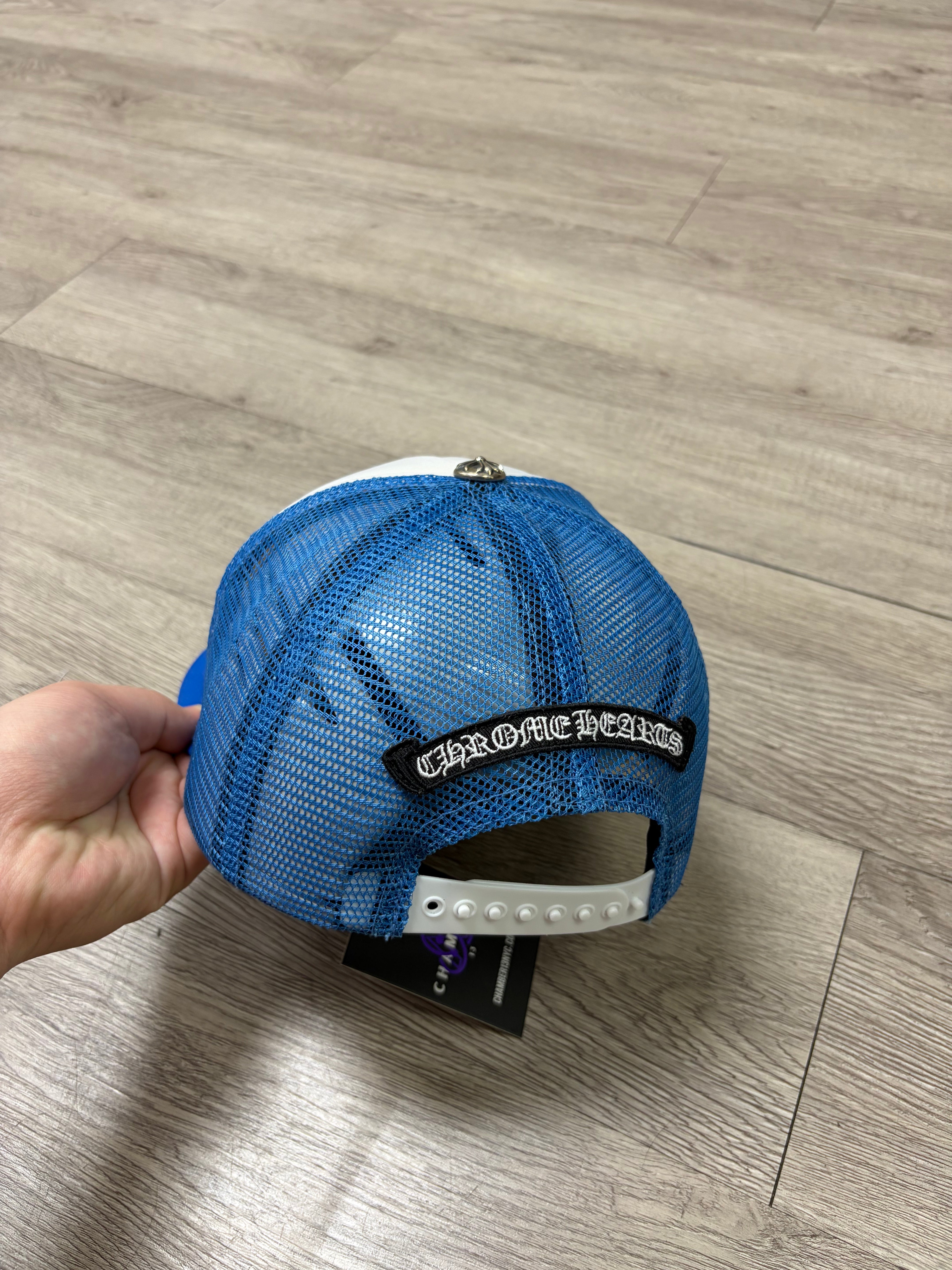 Chrome Hearts Blue White Cemetery Trucker Hat