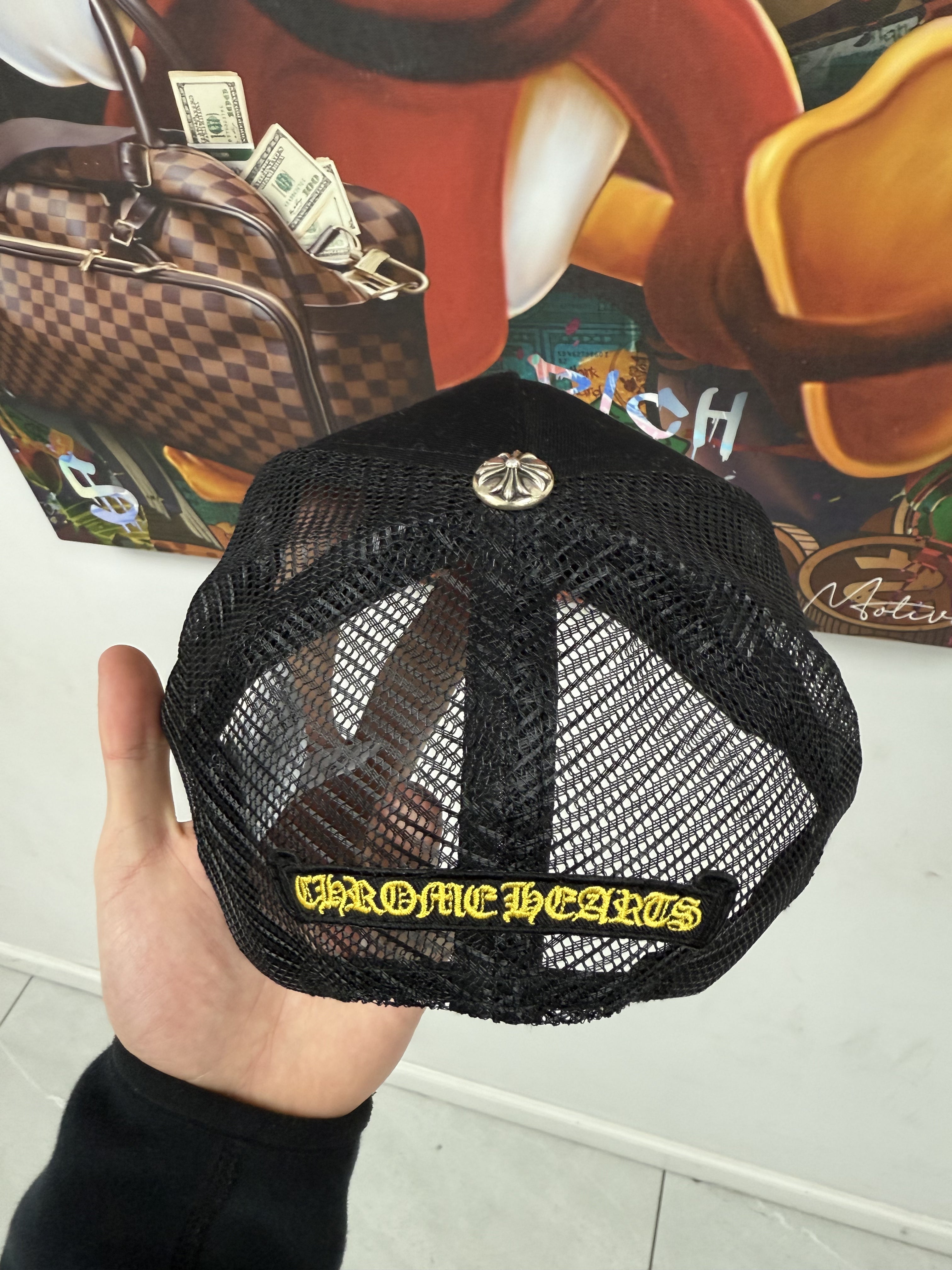Chrome Hearts Plus Trucker Black Yellow New OS N/A