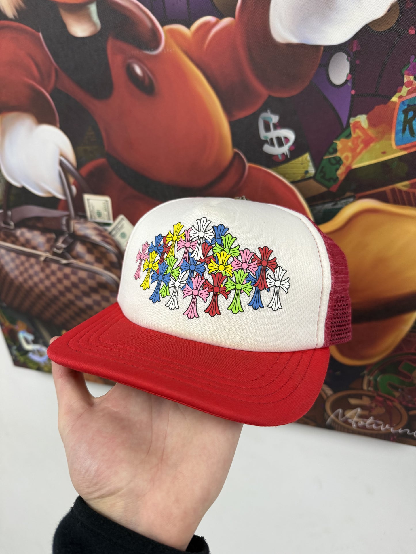 Chrome Hearts White Red Multi Color Cap New OS N/A