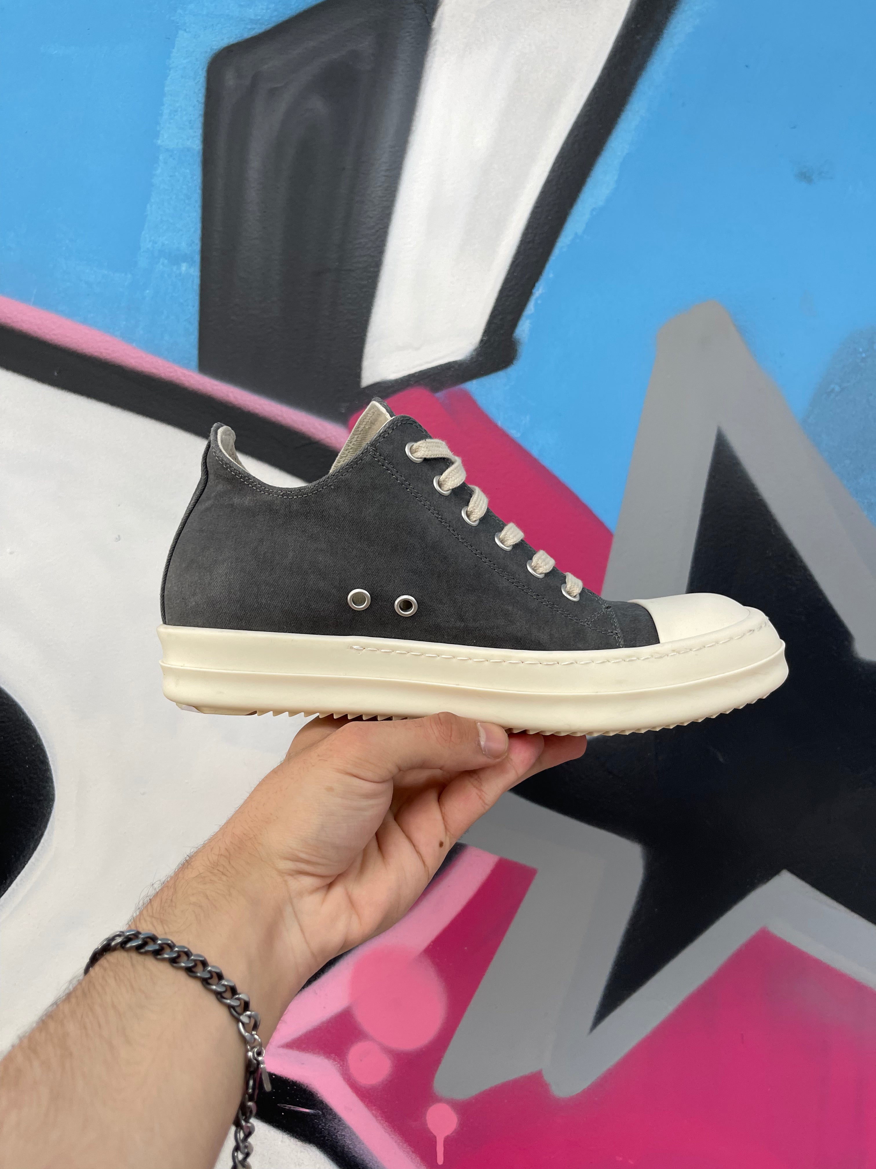 Rick Owens Stone Milk Ramone Low Sneakers