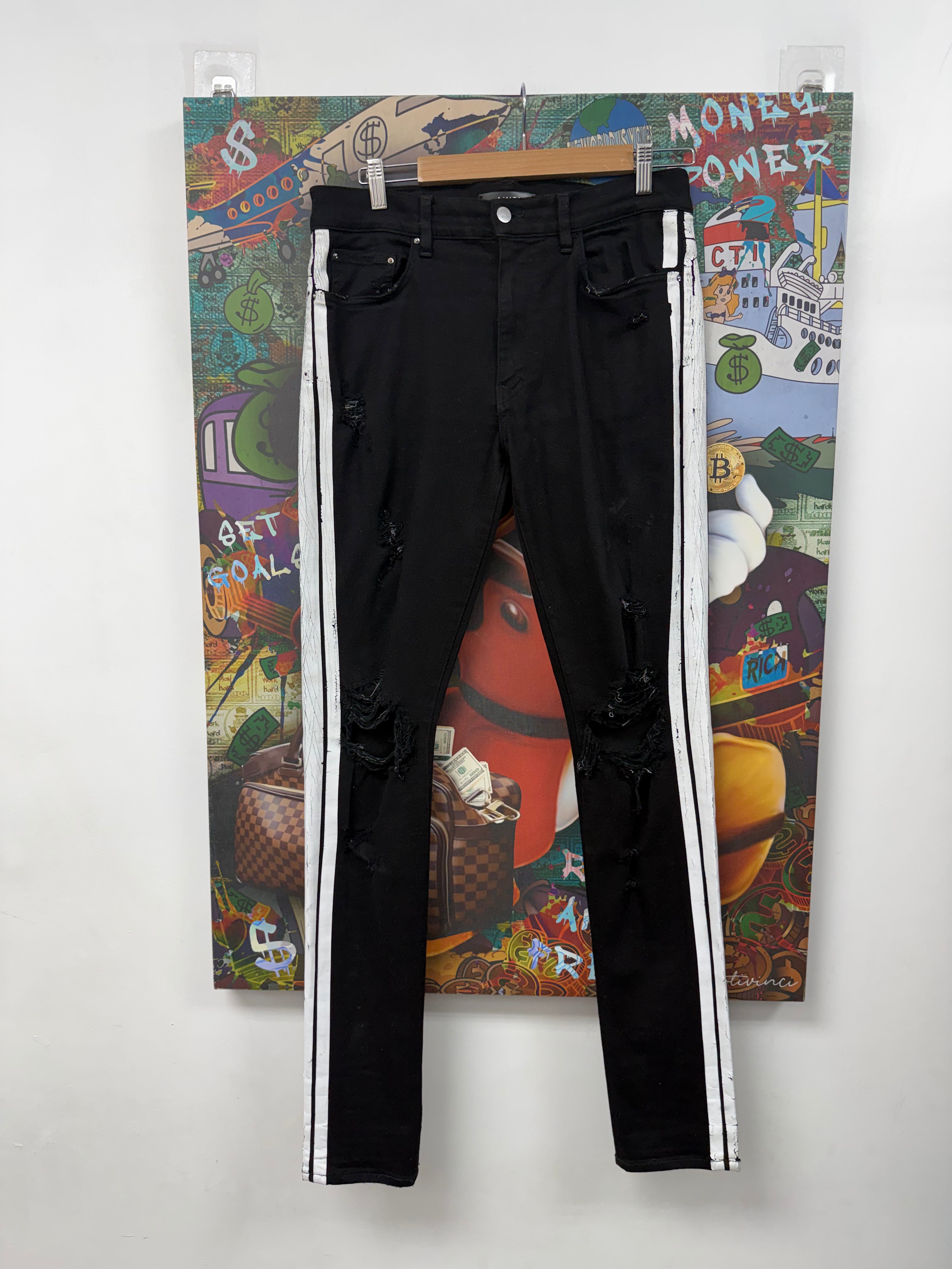 Amiri Black White Stripe (Zipper) Jeans
