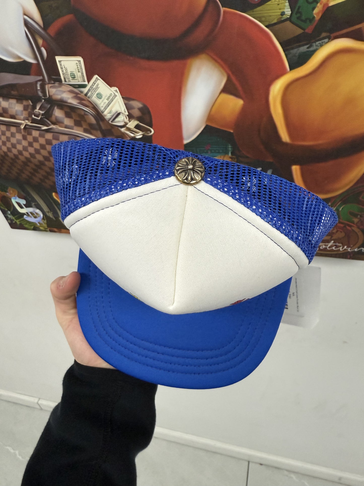 Chrome Hearts Multi Cross Trucker Blue OS New