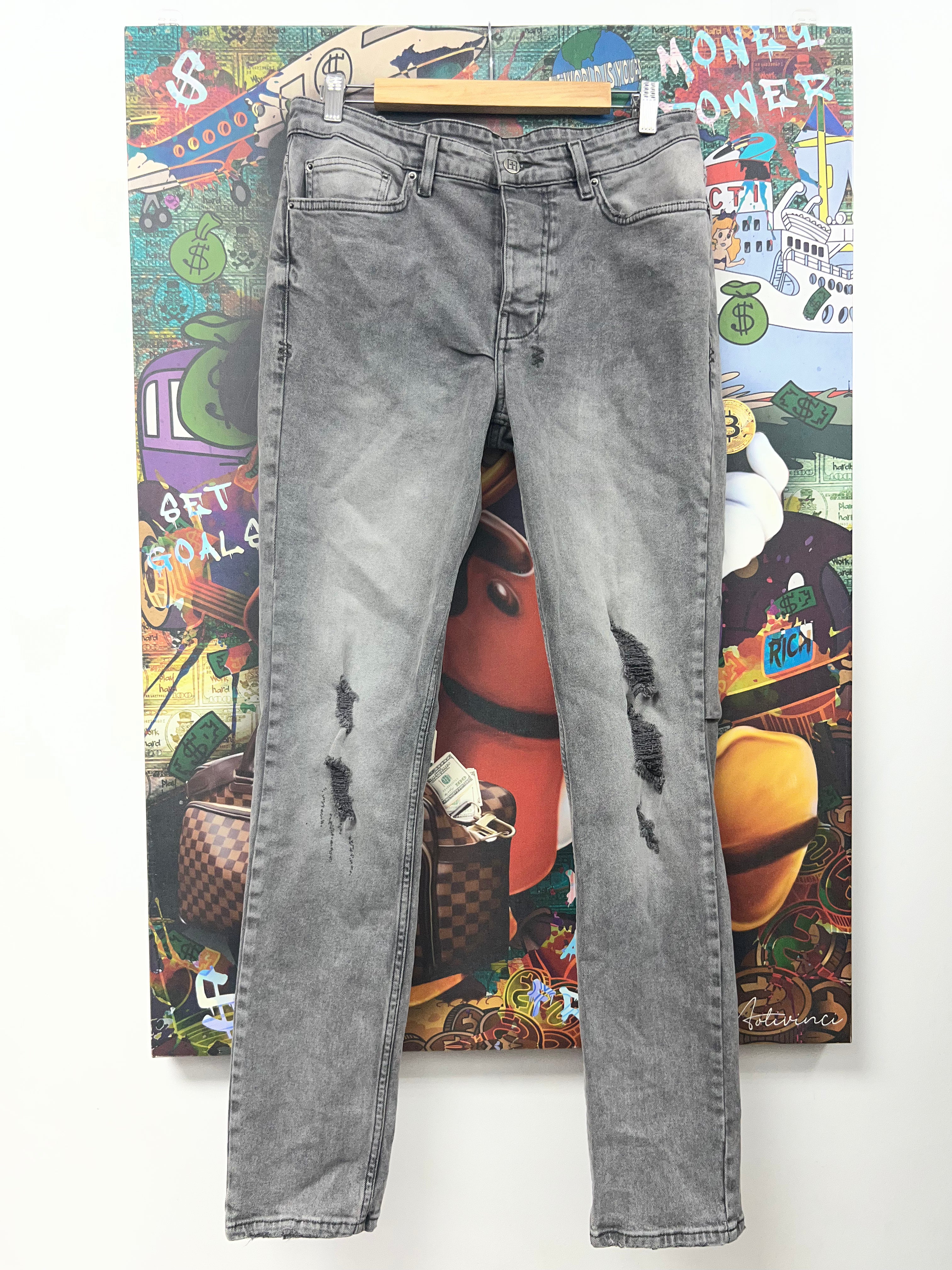 Ksubi Grey Wash Ripped Jeans