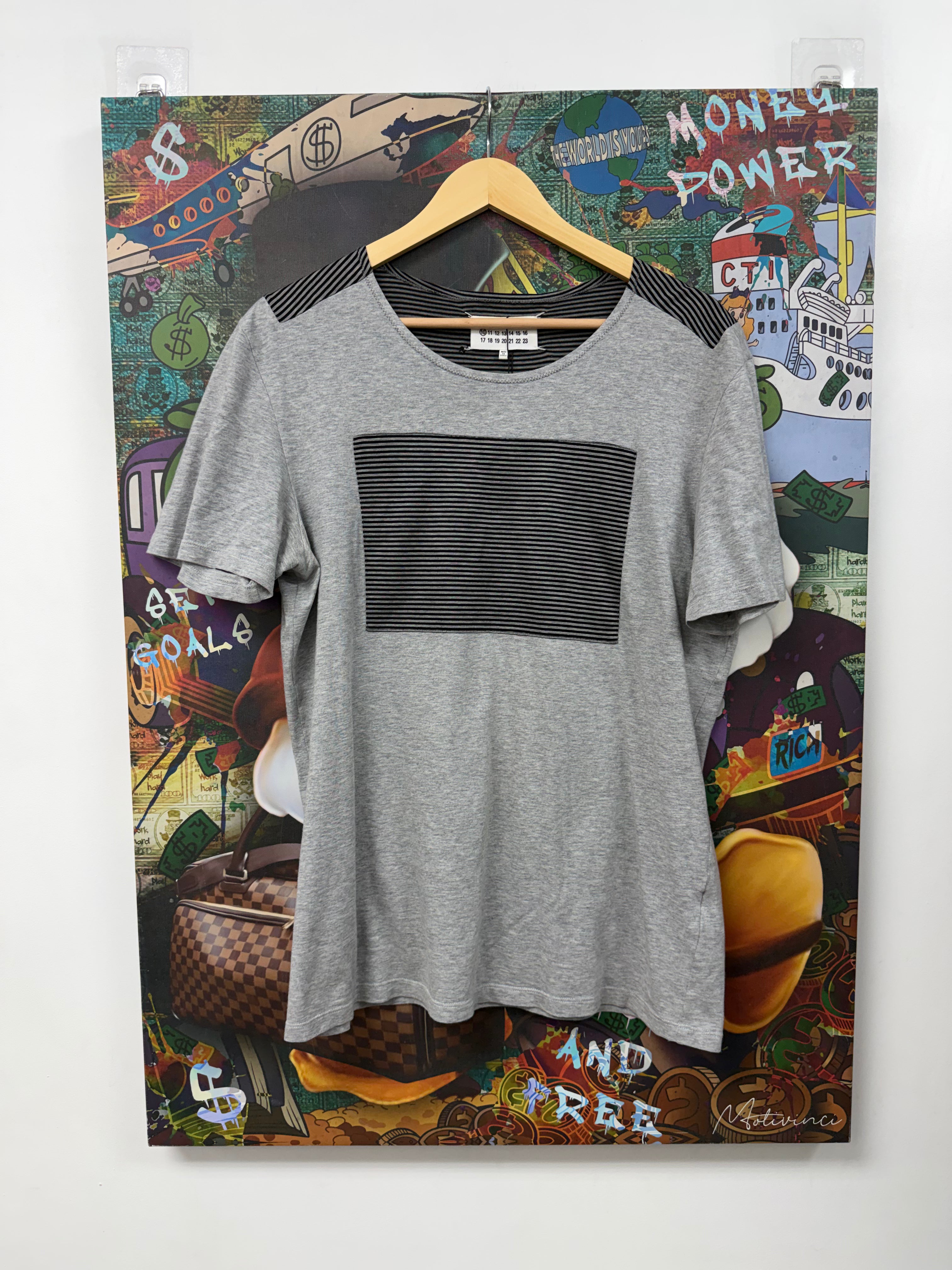 Maison Margiela Grey Black White Chest Logo Stripe (48) Tee