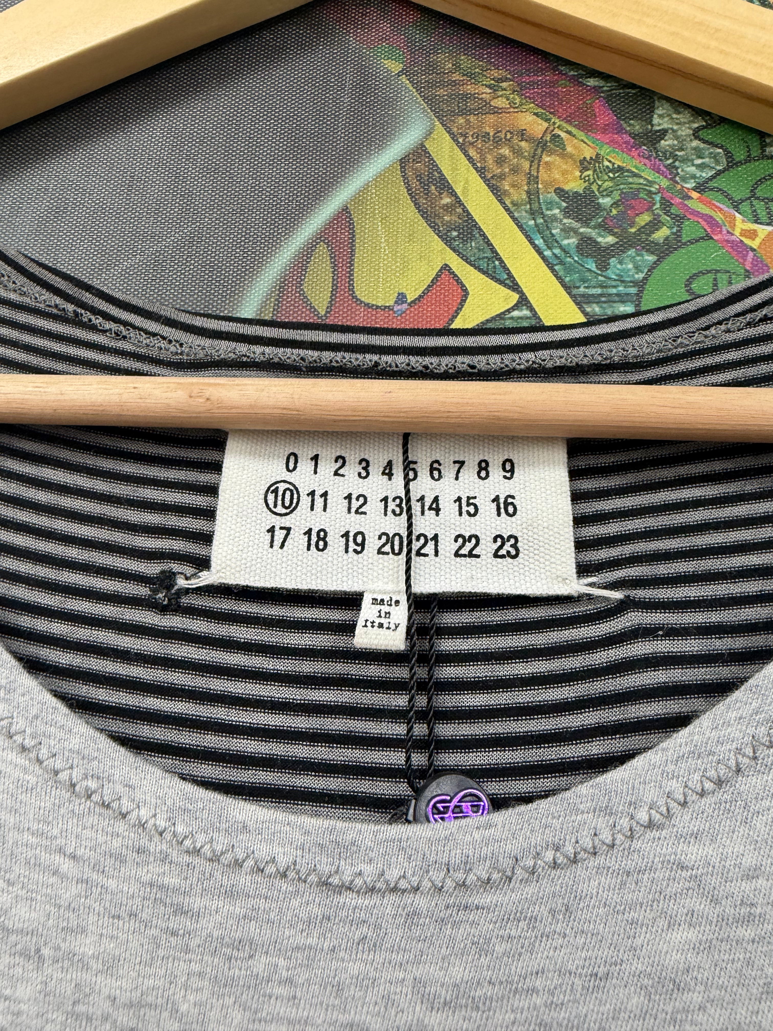 Maison Margiela Grey Black White Chest Logo Stripe (48) Tee