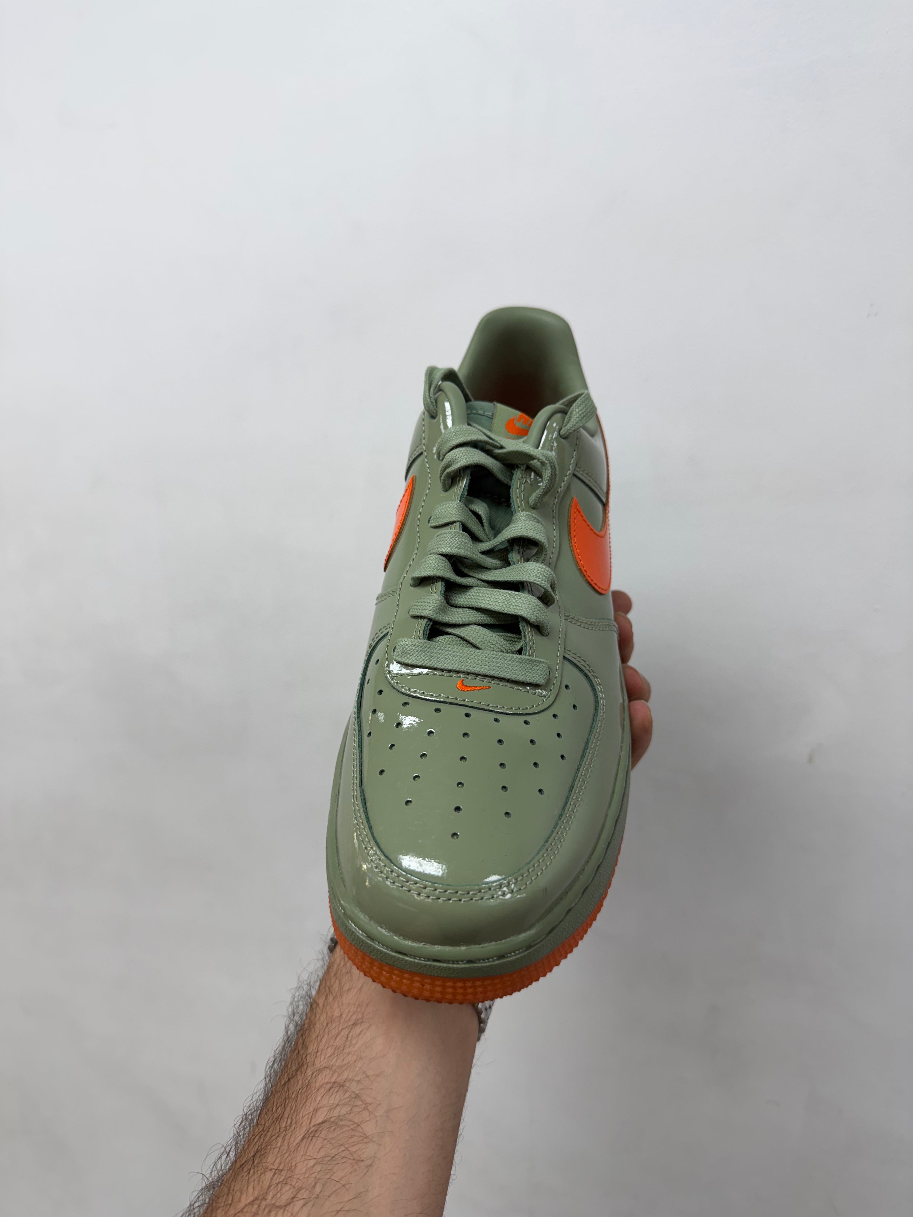 Nike Green Orange Patent Leather AF1 Sneakers