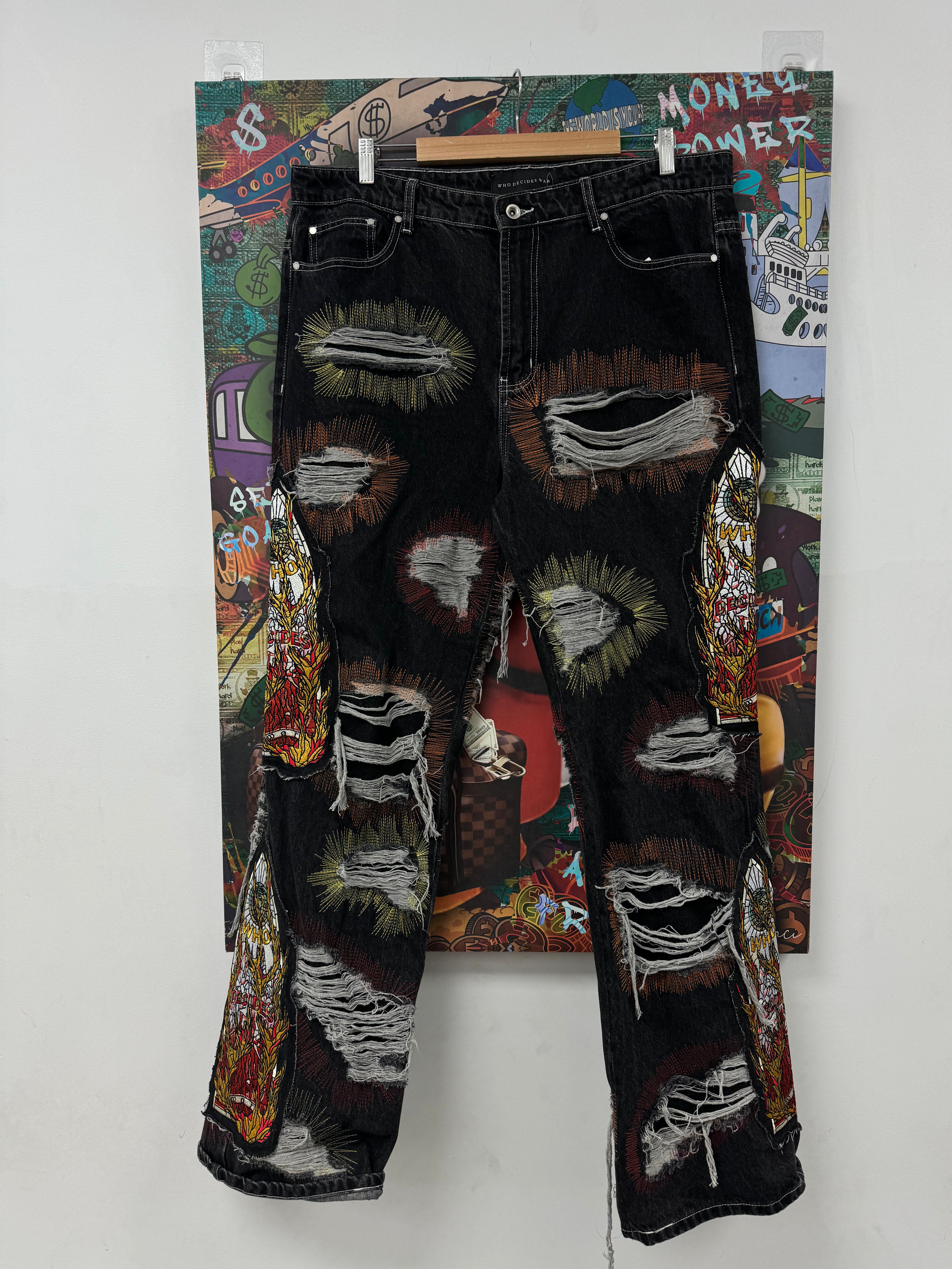 WDW All Over Embroidery Denim Jeans Used 38 N/A