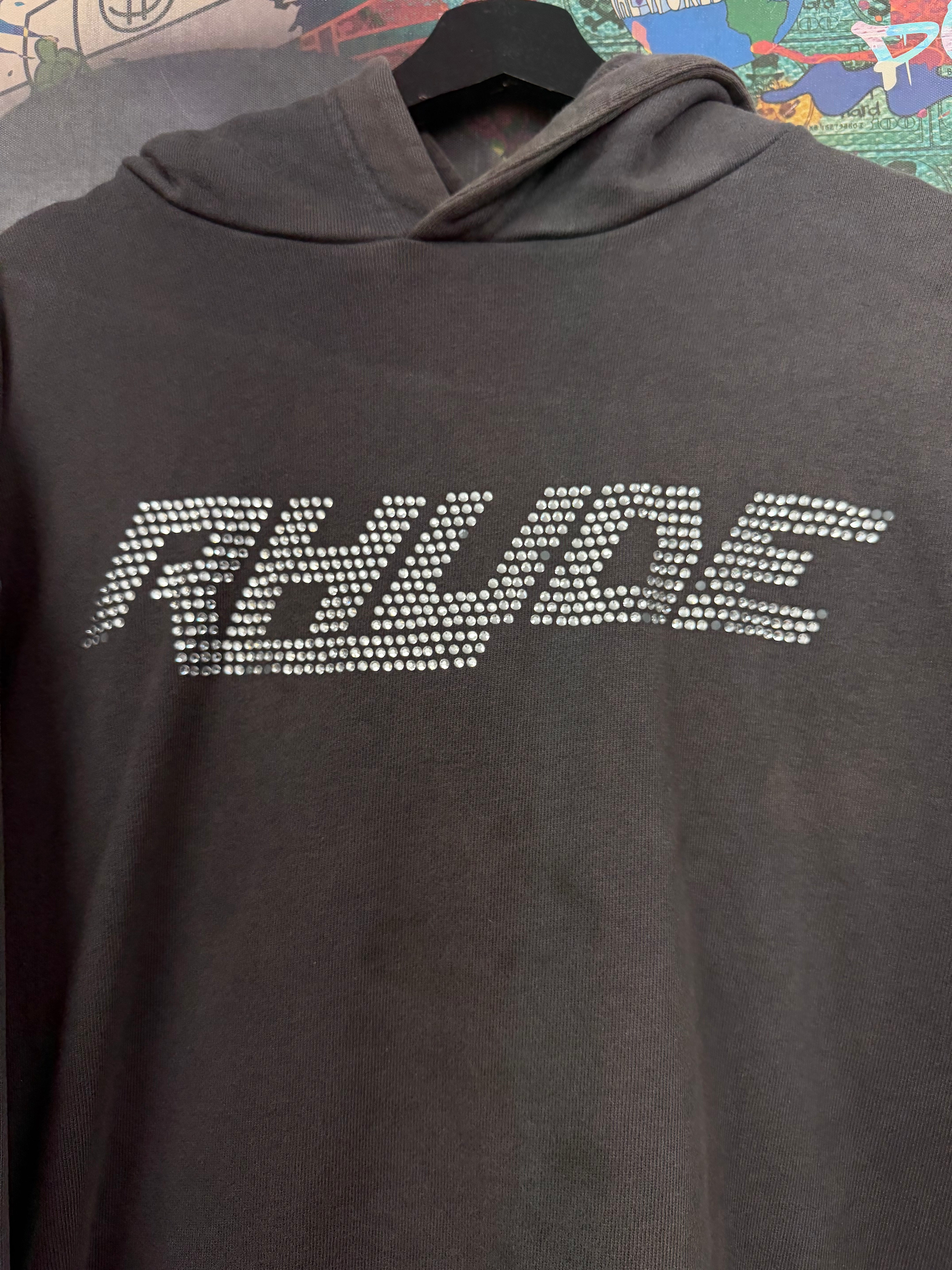 Rhude Grey Rhinestone Logo Hoodie