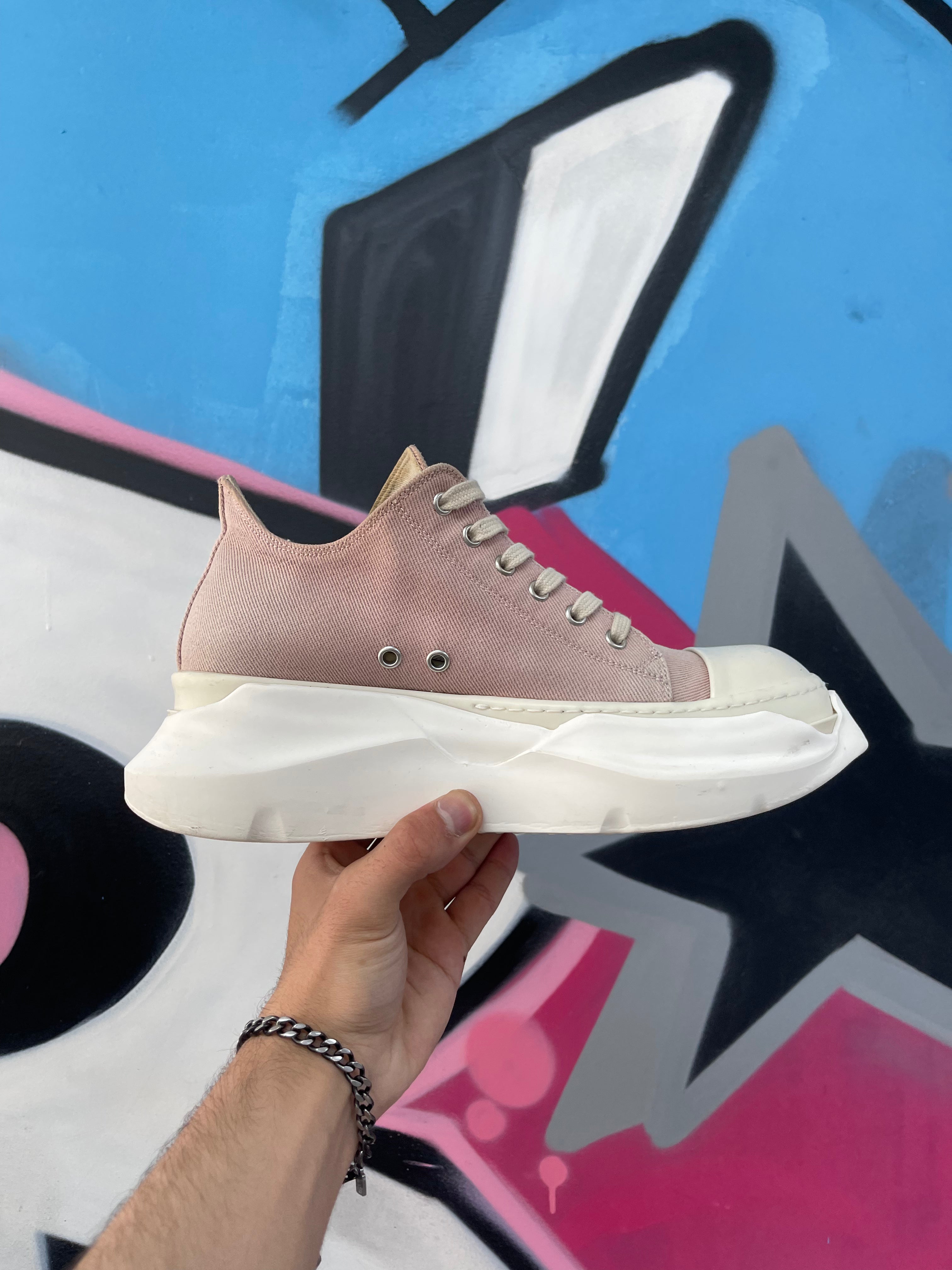 Rick Owens Drkshdws Abstract Faded Pink Sneakers