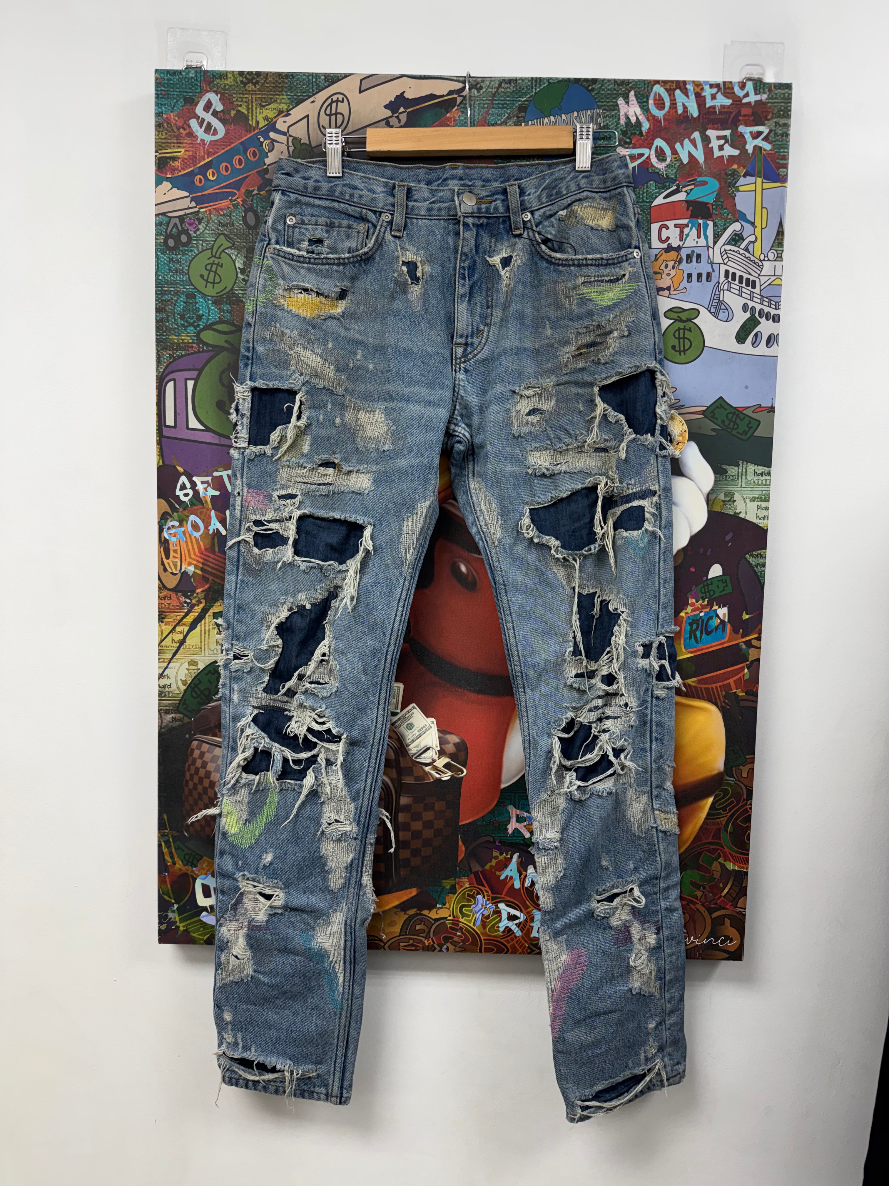 Endless Light Wash Green Distressed Jeans