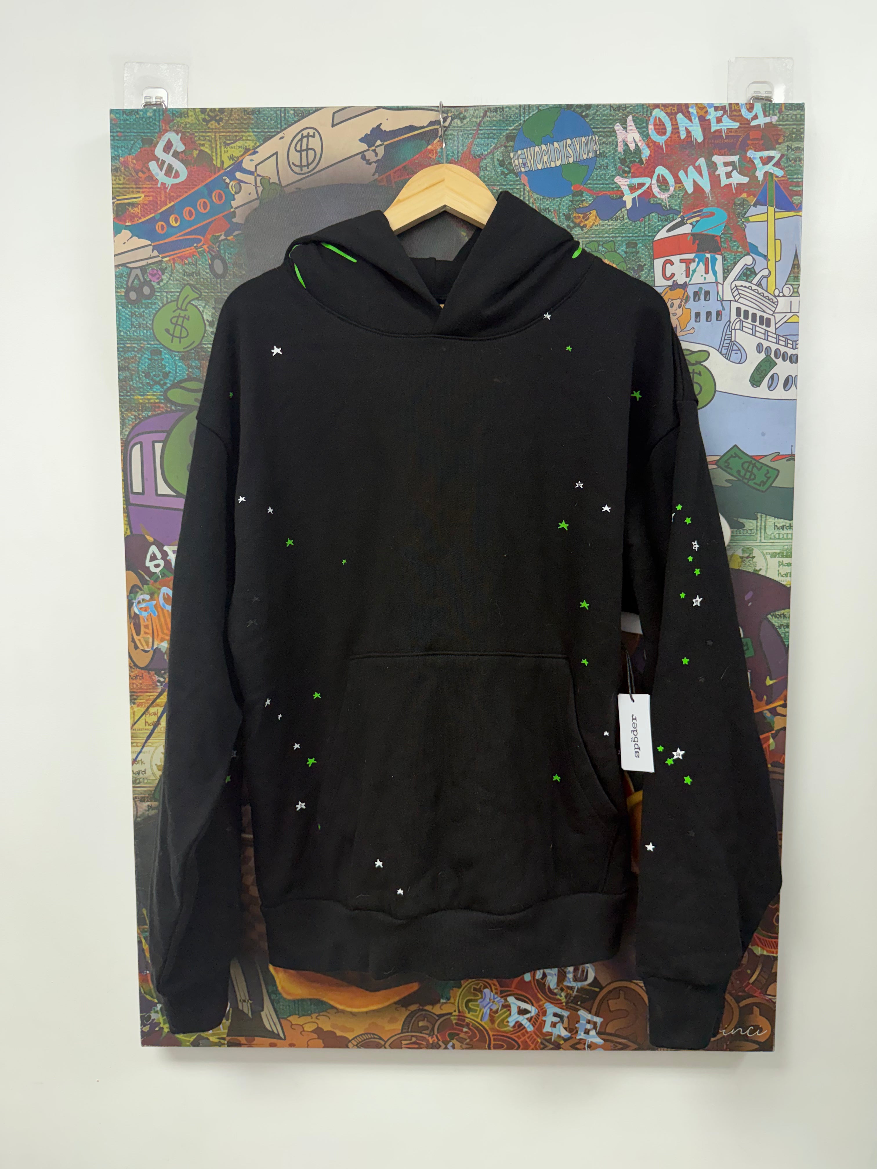 Sp5der Black Green Web Hoodie