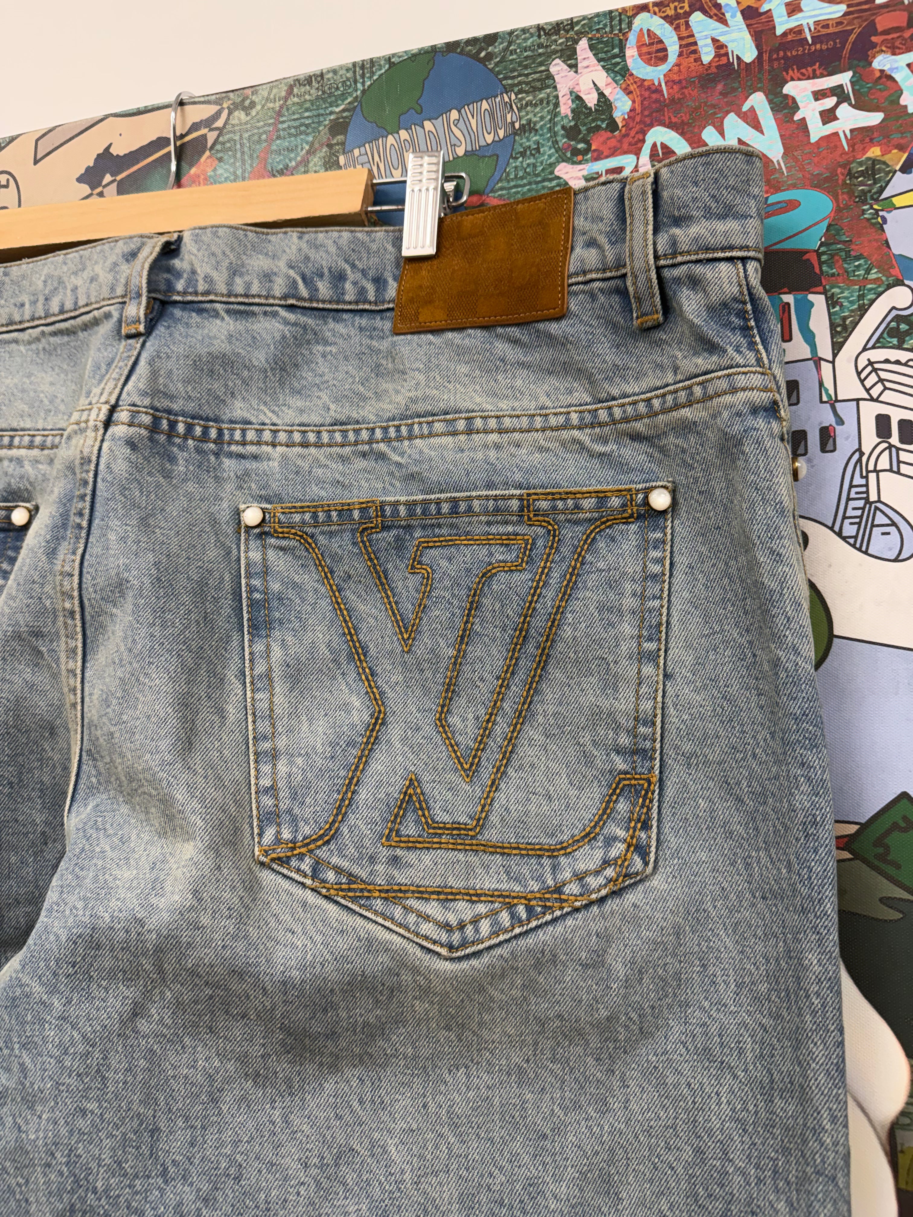 Louis Vuitton Light Wash Skate Pocket Stitch Jeans