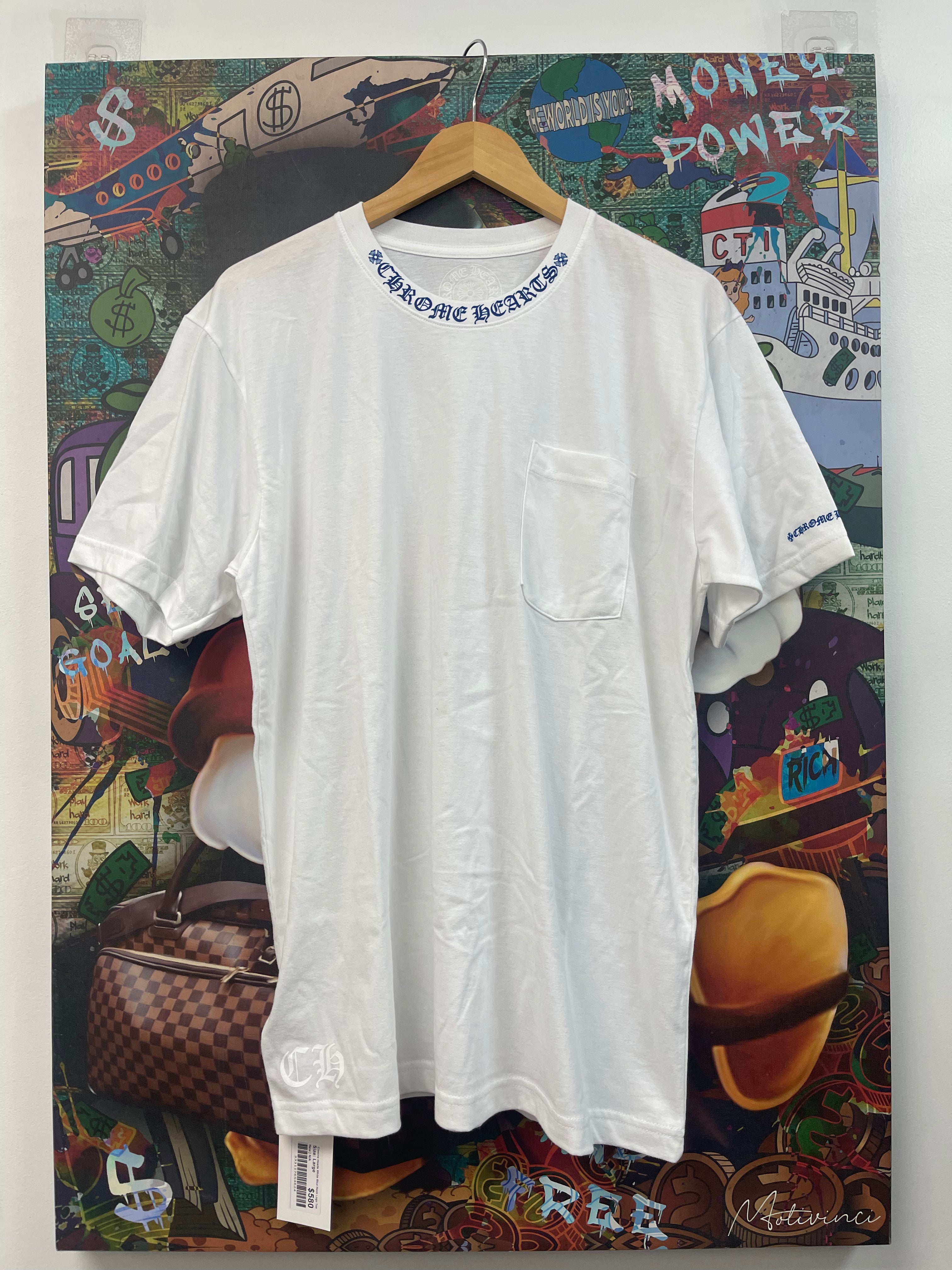 Chrome Hearts White Blue Neck Logo Tee