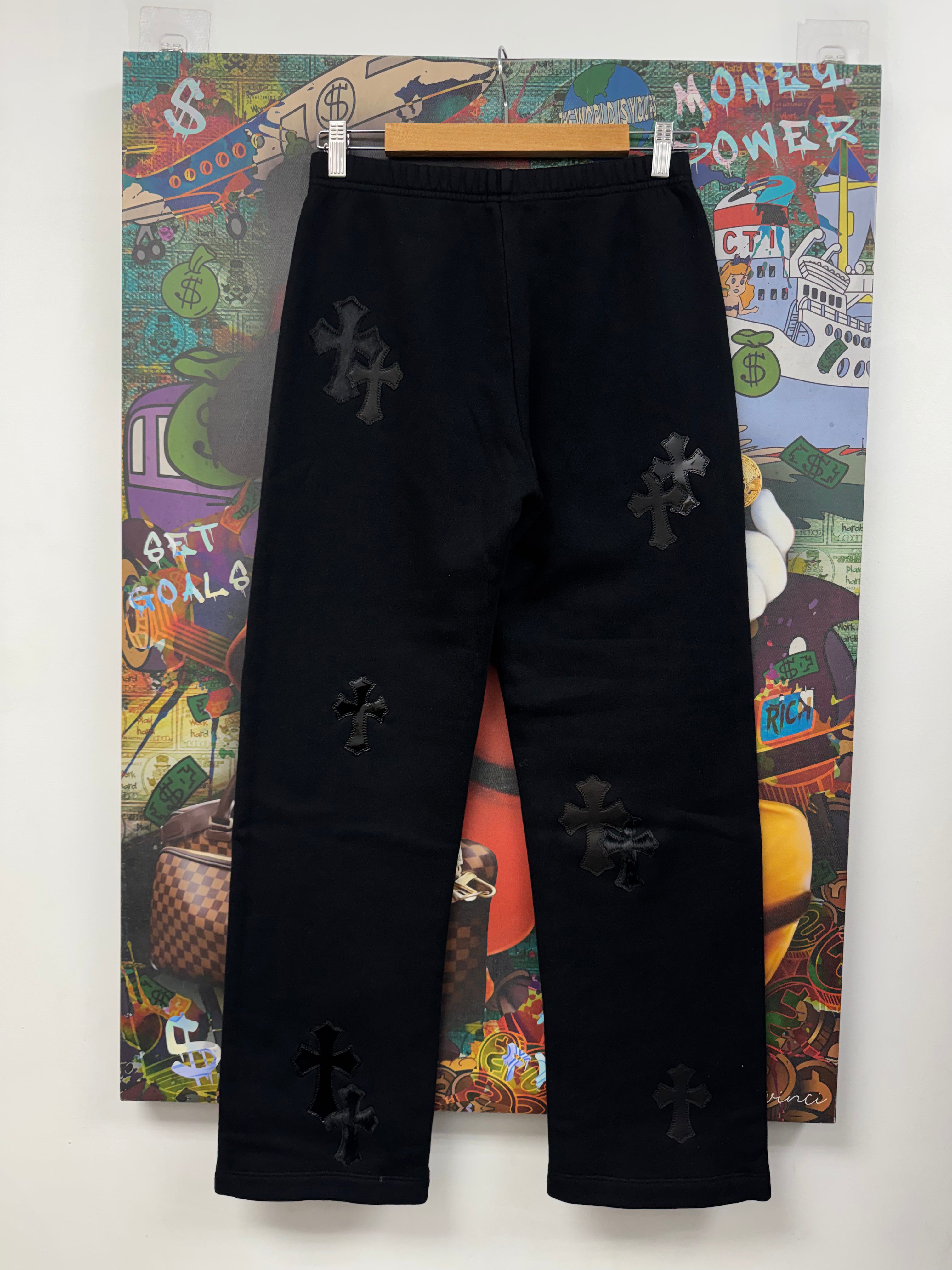 Chrome Hearts Black Ponyhair Multi Cross Patch Sweats