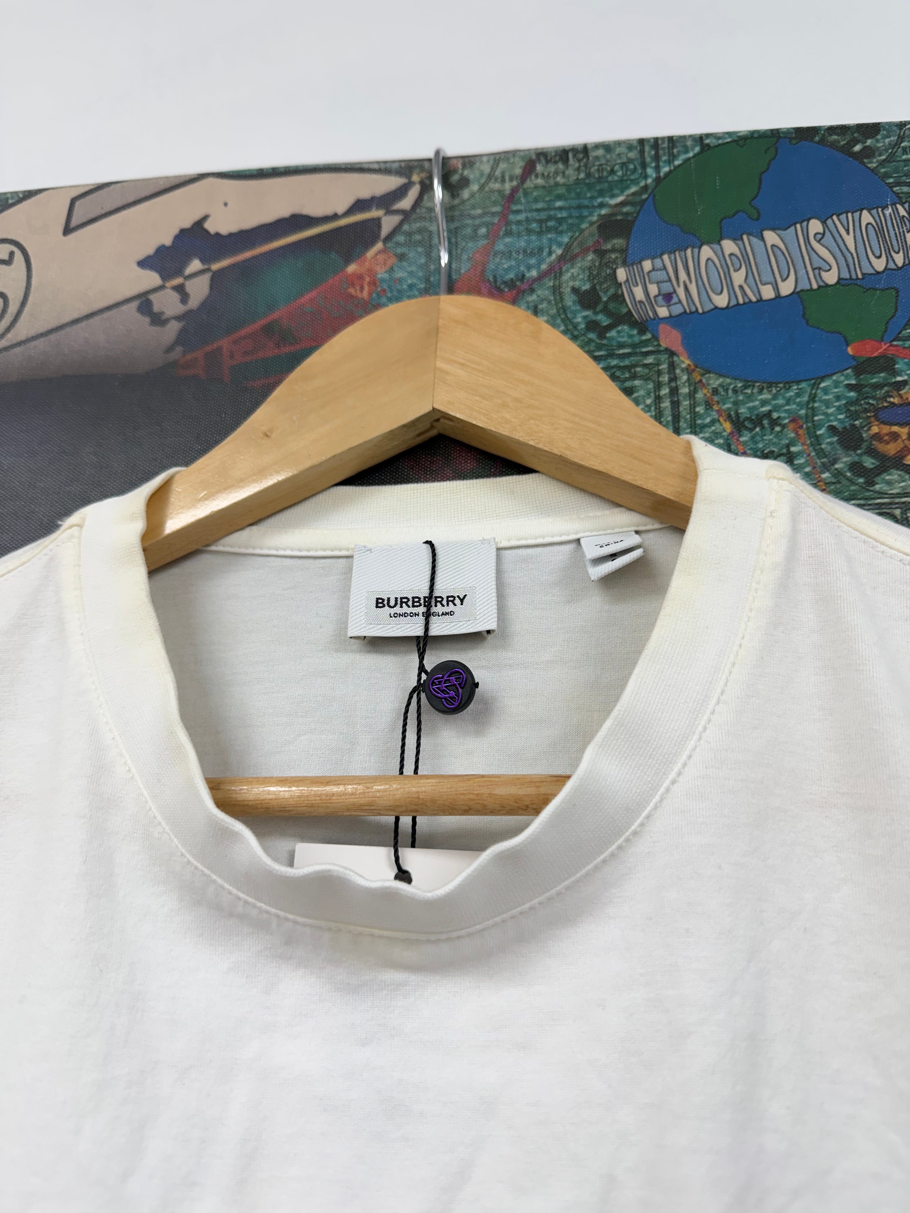 Burberry White Black Chest Logo Tee