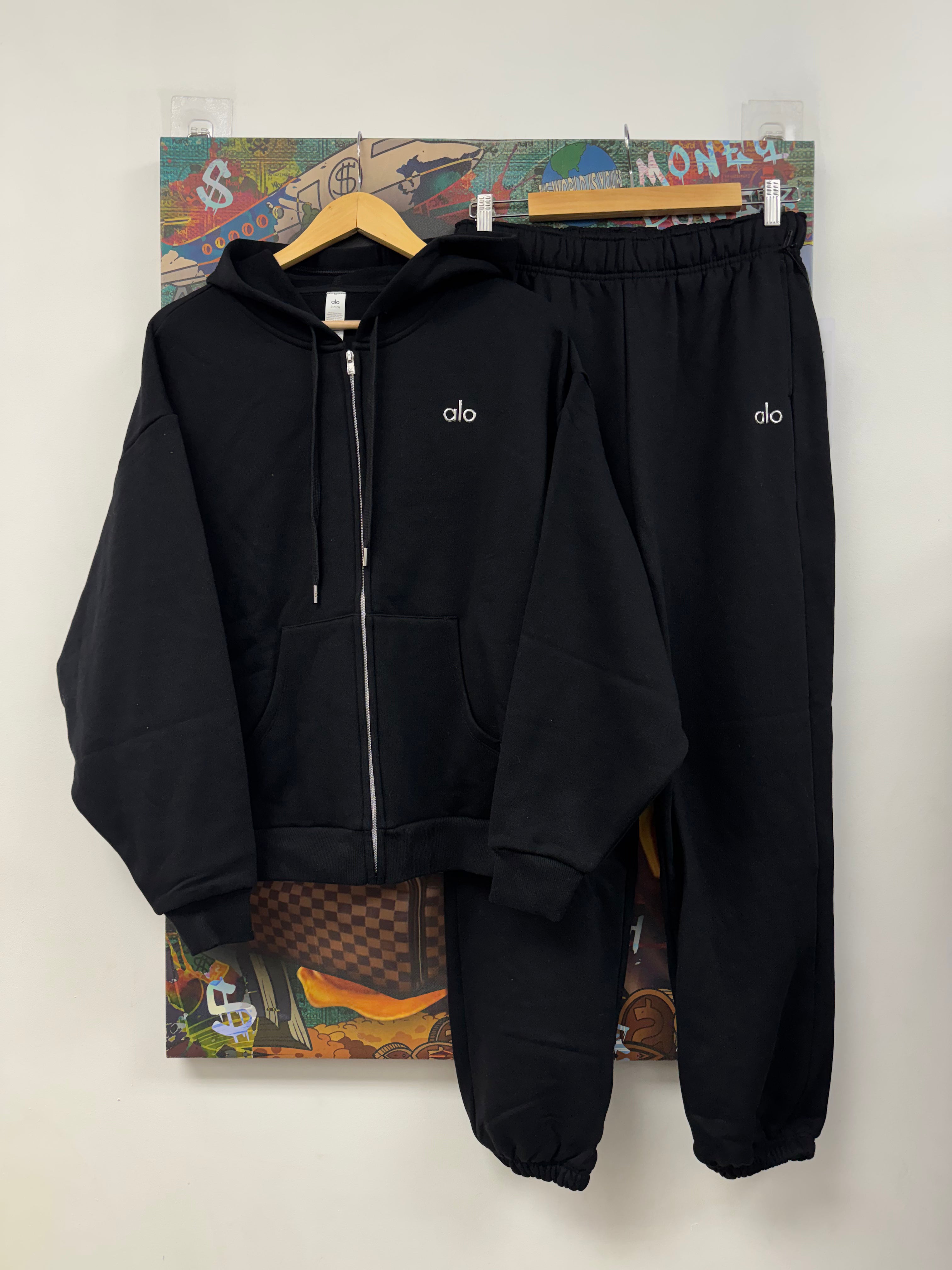 Alo Black Full Zip Sweatsuit